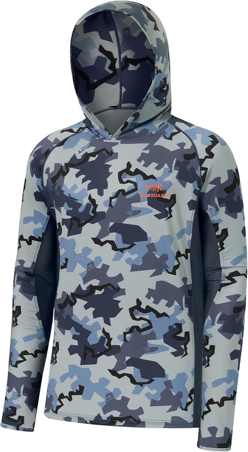 BASSDASH Men's UPF 50+ Lightweight Hunting Camo Hoodie Quick Dry Performance Long Sleeve Fishing Shirt with Hood FS30M