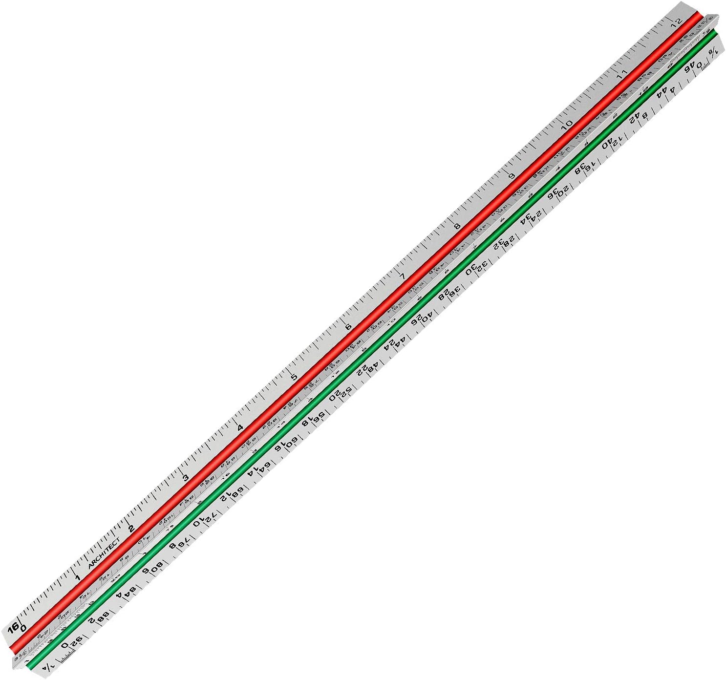 12" Architectural Scale Ruler Triangular Ruler, Color-Coded, 1 Pack