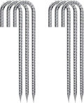 12 Inch 6 Pack Garden Stakes Heavy Duty J Shape Galvanized Rebar Stakes, Anti-Rust 8mm Steel Ground Tent Stakes for Trampolines Swing Set Lawn Decorations Inflatables Canopy Position Kits Fences