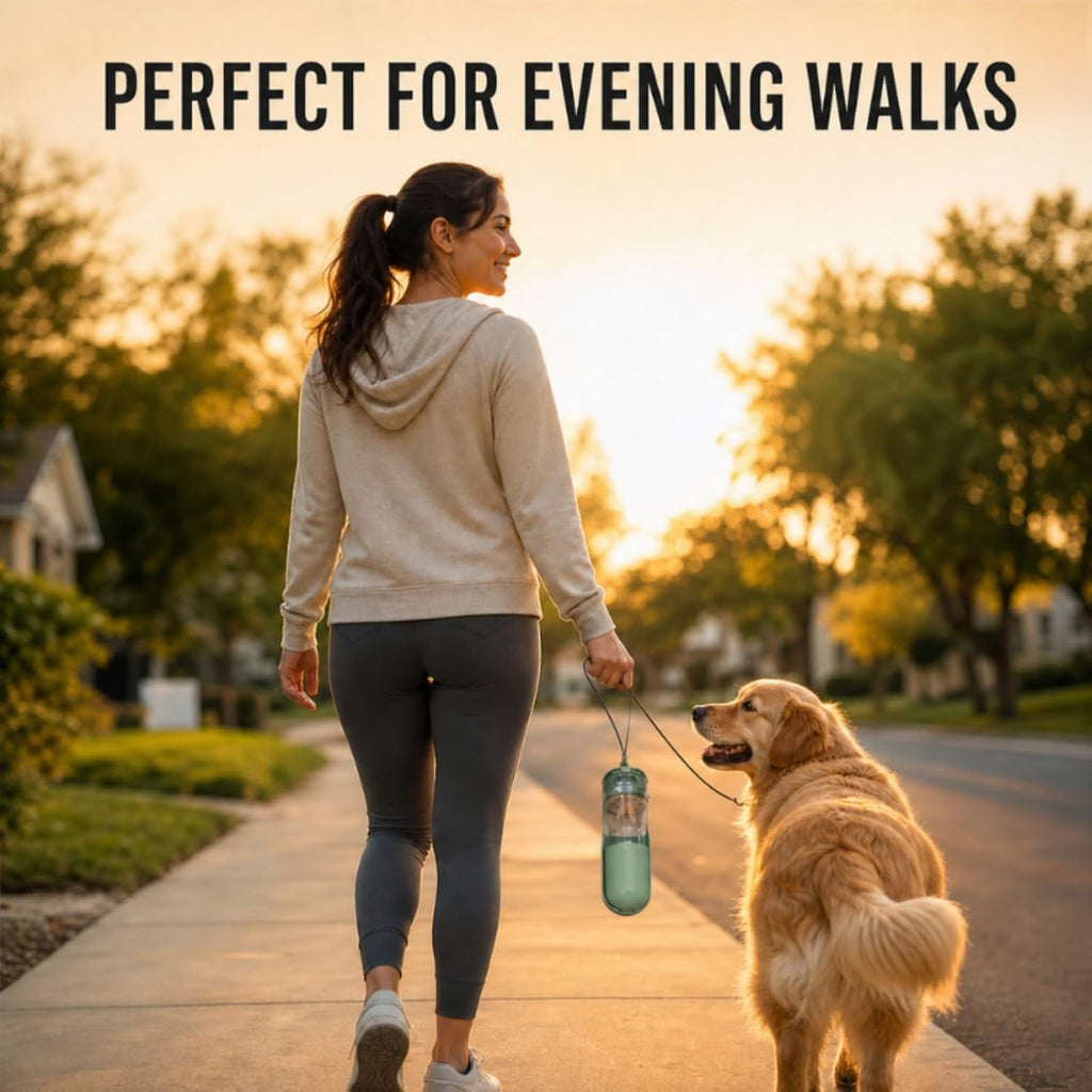 2 in 1 Portable Dog Water Bottle, Leak-Proof Pet Water Dispenser with Food Container, BPA Free Travel Dog Water Bottle with Filter, Hygienic Flip Cover Drinking Feeder for Walking Outdoor (Green)