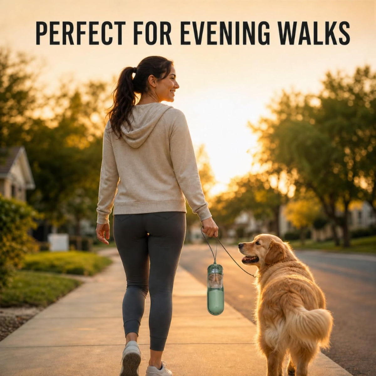 2 in 1 Portable Dog Water Bottle, Leak-Proof Pet Water Dispenser with Food Container, BPA Free Travel Dog Water Bottle with Filter, Hygienic Flip Cover Drinking Feeder for Walking Outdoor (Green)