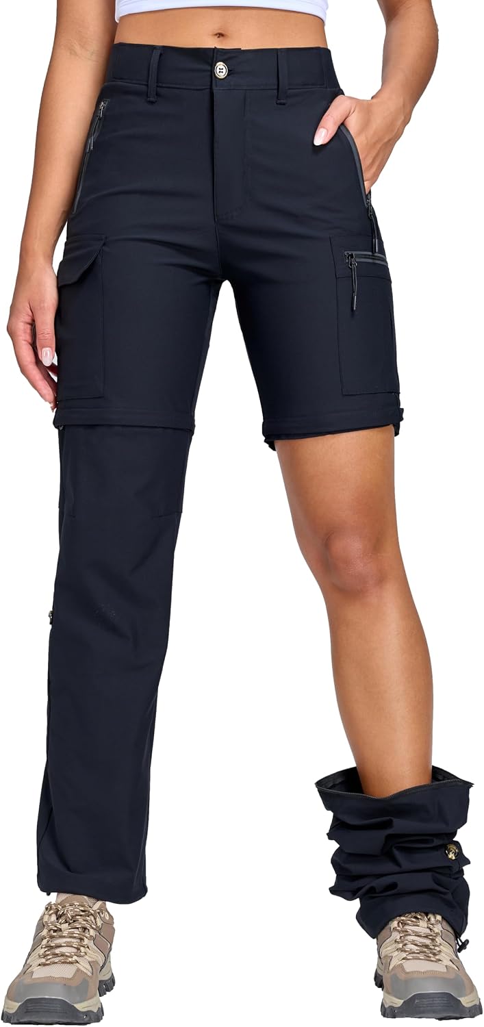 Oalka Women's Cargo Convertible Hiking Pants Zip Off Quick Dry Pants