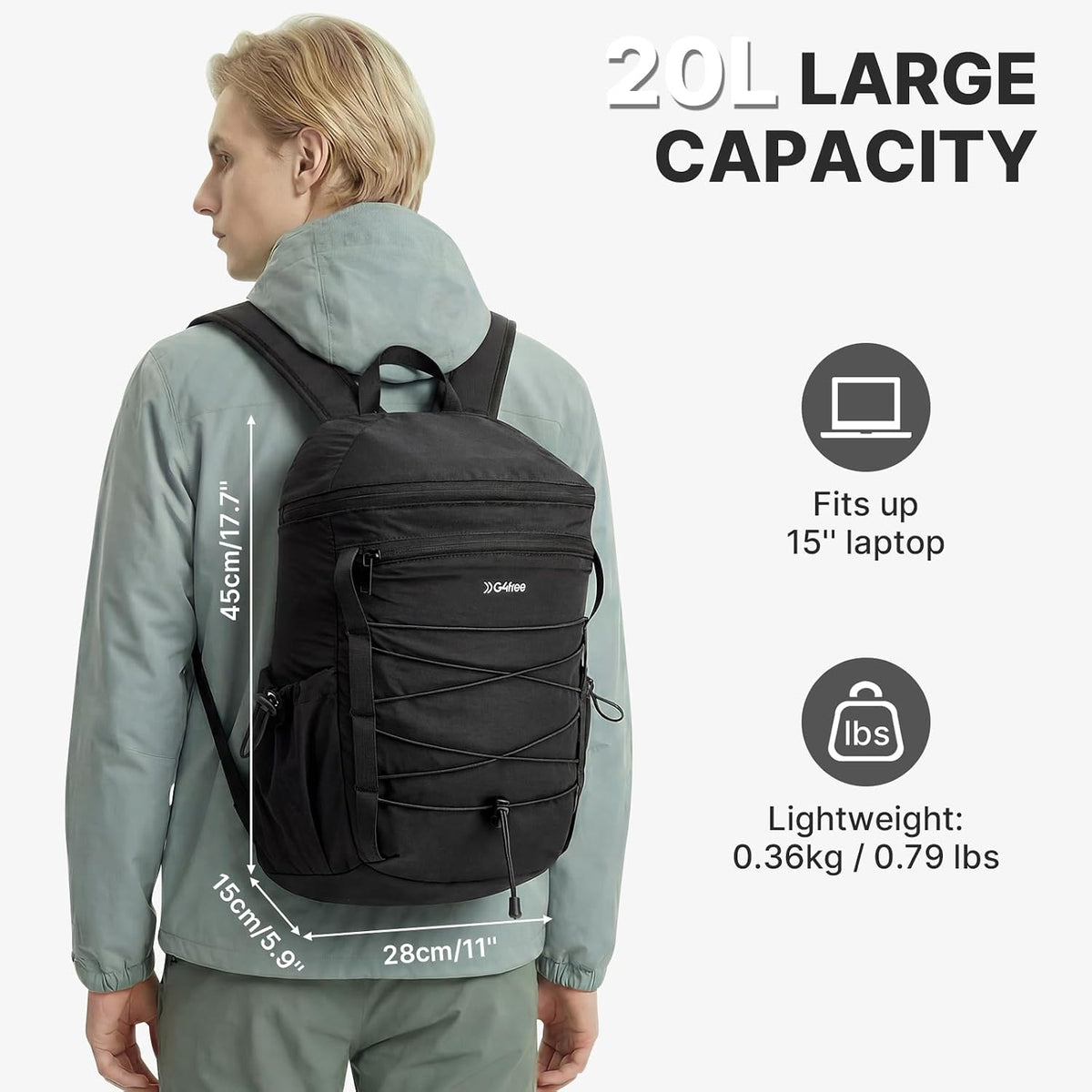 G4Free 20L Hiking Travel Backpack for Women Men