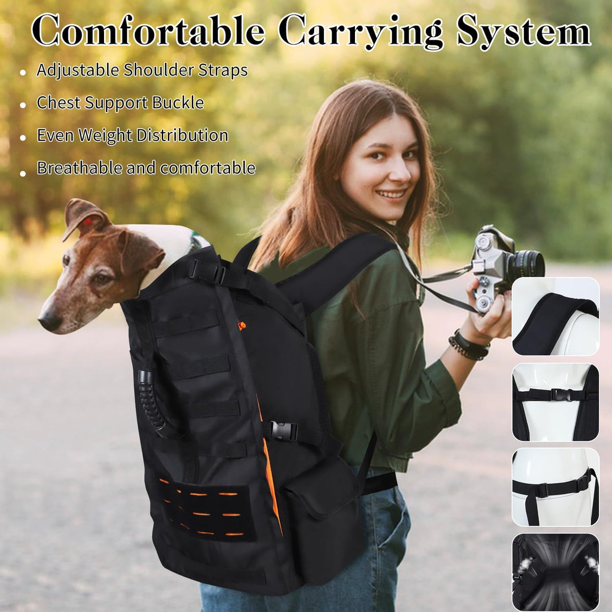 Dog Backpack Carrier for Small Dogs,Hands-Free Pet Carrier Backpack,Black