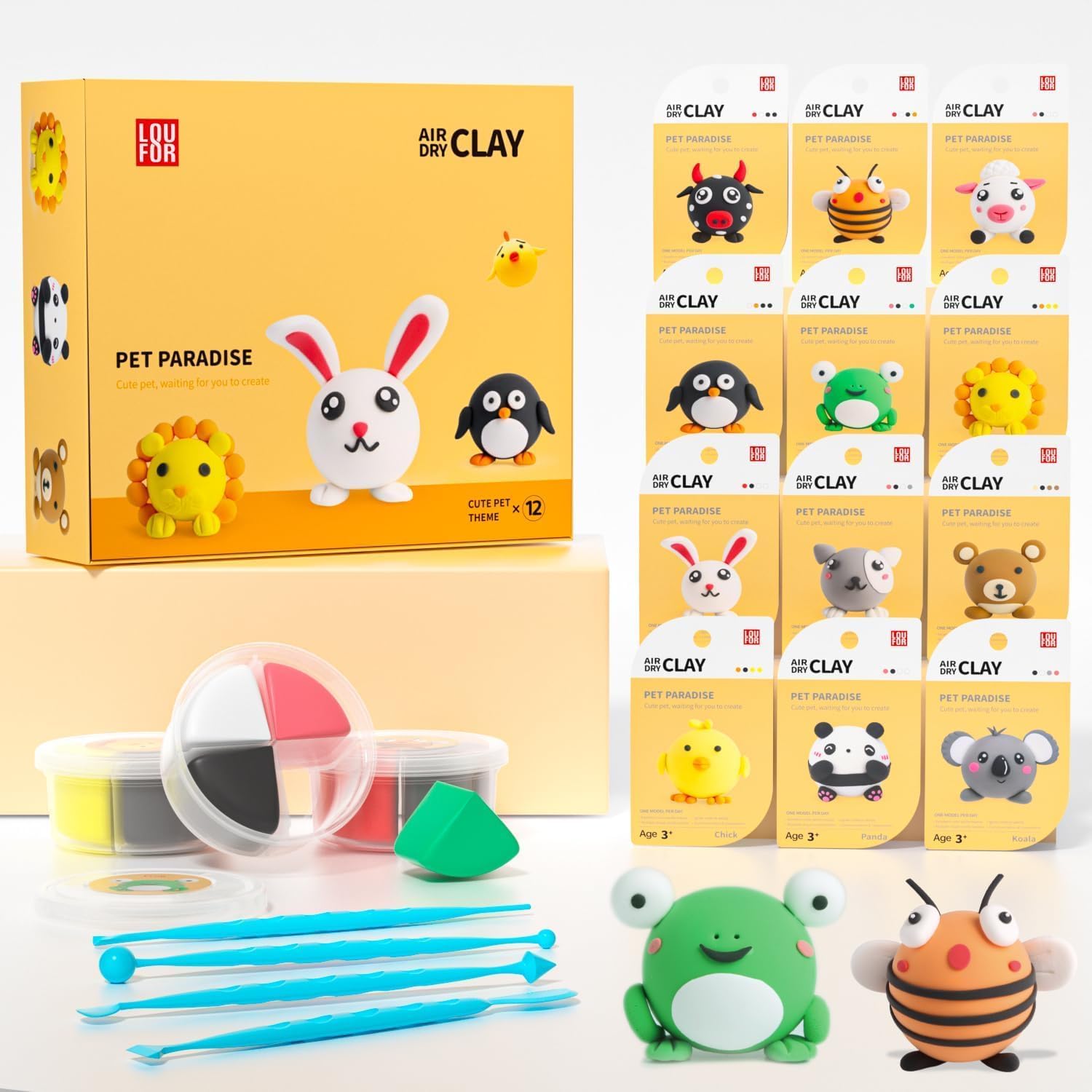 LOUFOR Air Dry Clay Kits for Kids, 12 Boxes