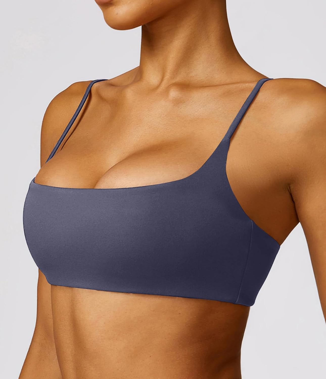 Comper Women's Sports Bra with Thin Straps Stretchy Wirefree Workout Bras Lightweight Workouts Bralette with Removable Pads