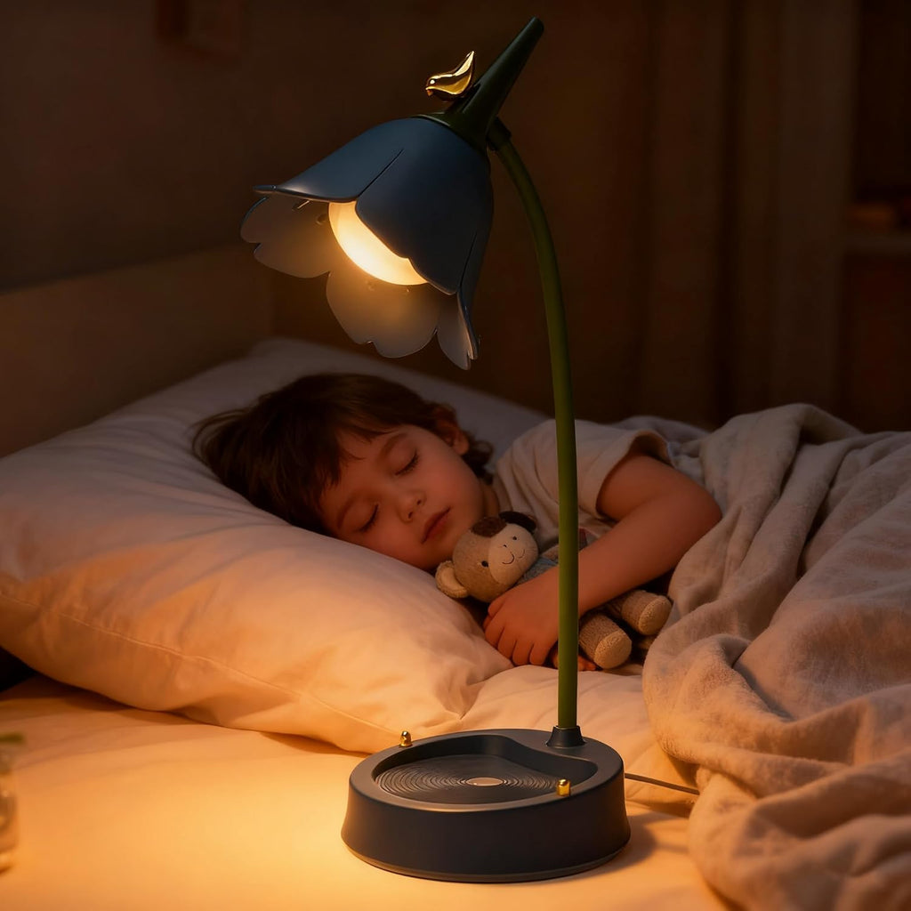 magical JD LED Desk Lamp Cordless Table Light Adjustable Gooseneck Dimmable Touch Rechargeable Battery Eye-Caring Night Light for Kids, Mini Cute Lamp for College Dorm Bedroom Reading (Blue)