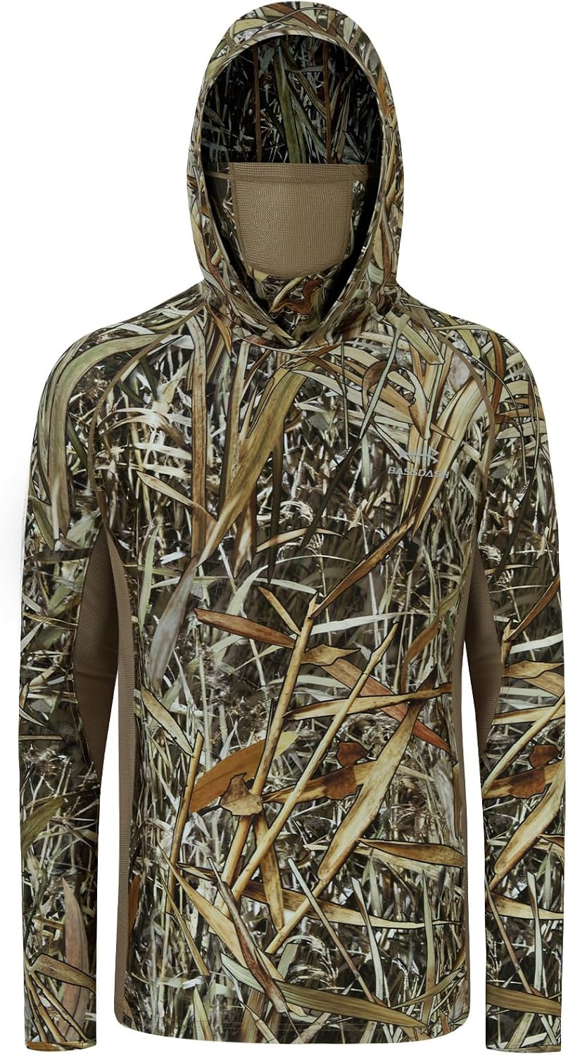 BASSDASH Men's UPF 50+ Camo Long Sleeve Hunting Fishing Hoodie Shirt