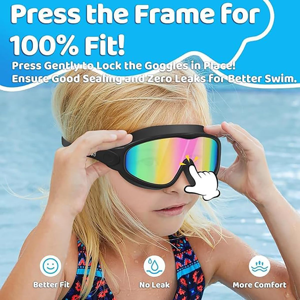 Kids Swim Goggles for 3-15, Kids Goggles with Earplugs& Nose Clip Wide View
