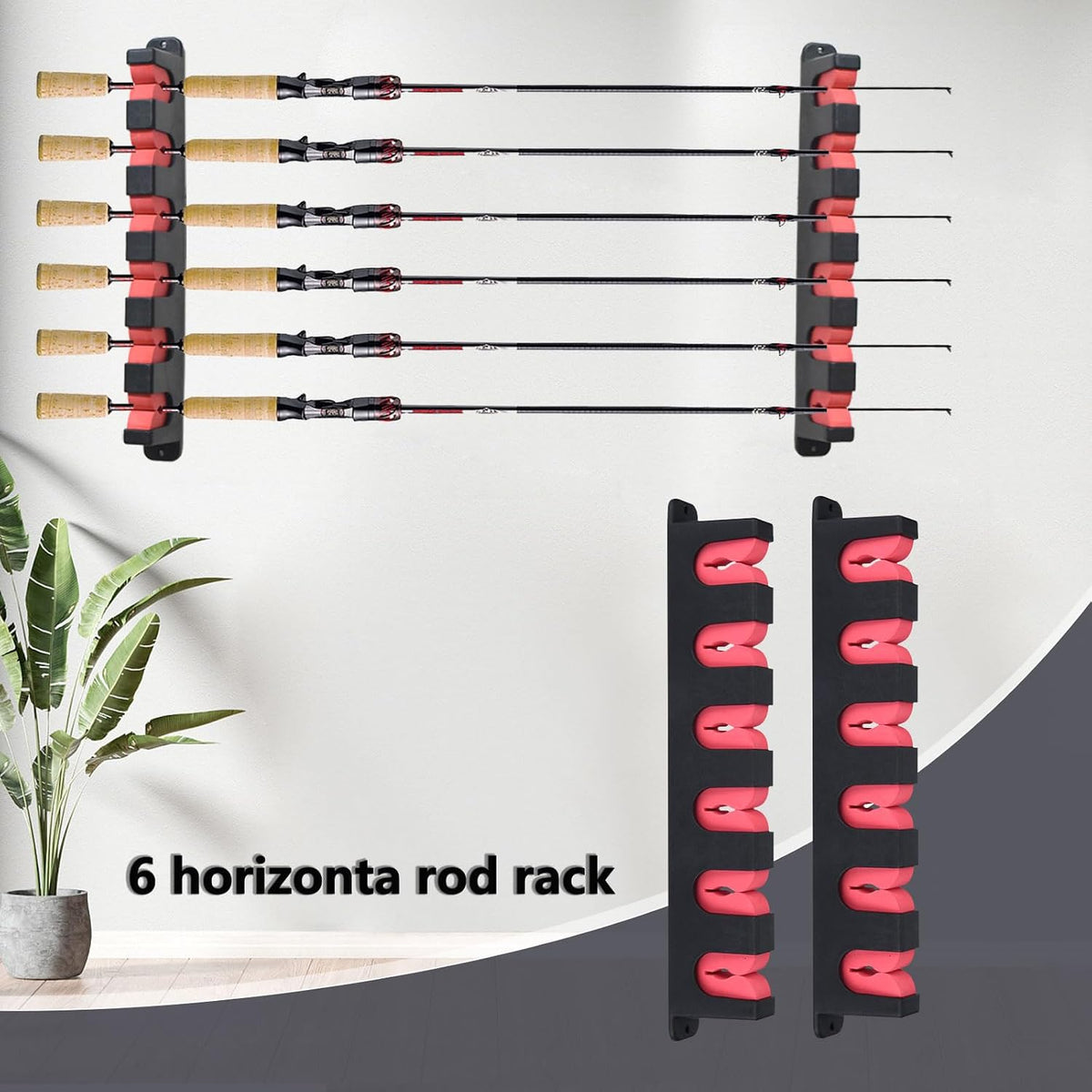 Horizontal Fishing Rod Holders Wall Mount,Pole Rack for Garage