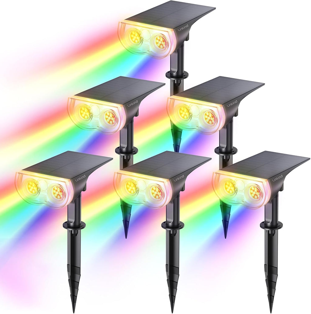 Linkind Solar Lights Outdoor Waterproof LED Landscape Spotlight RGB 2 Pack