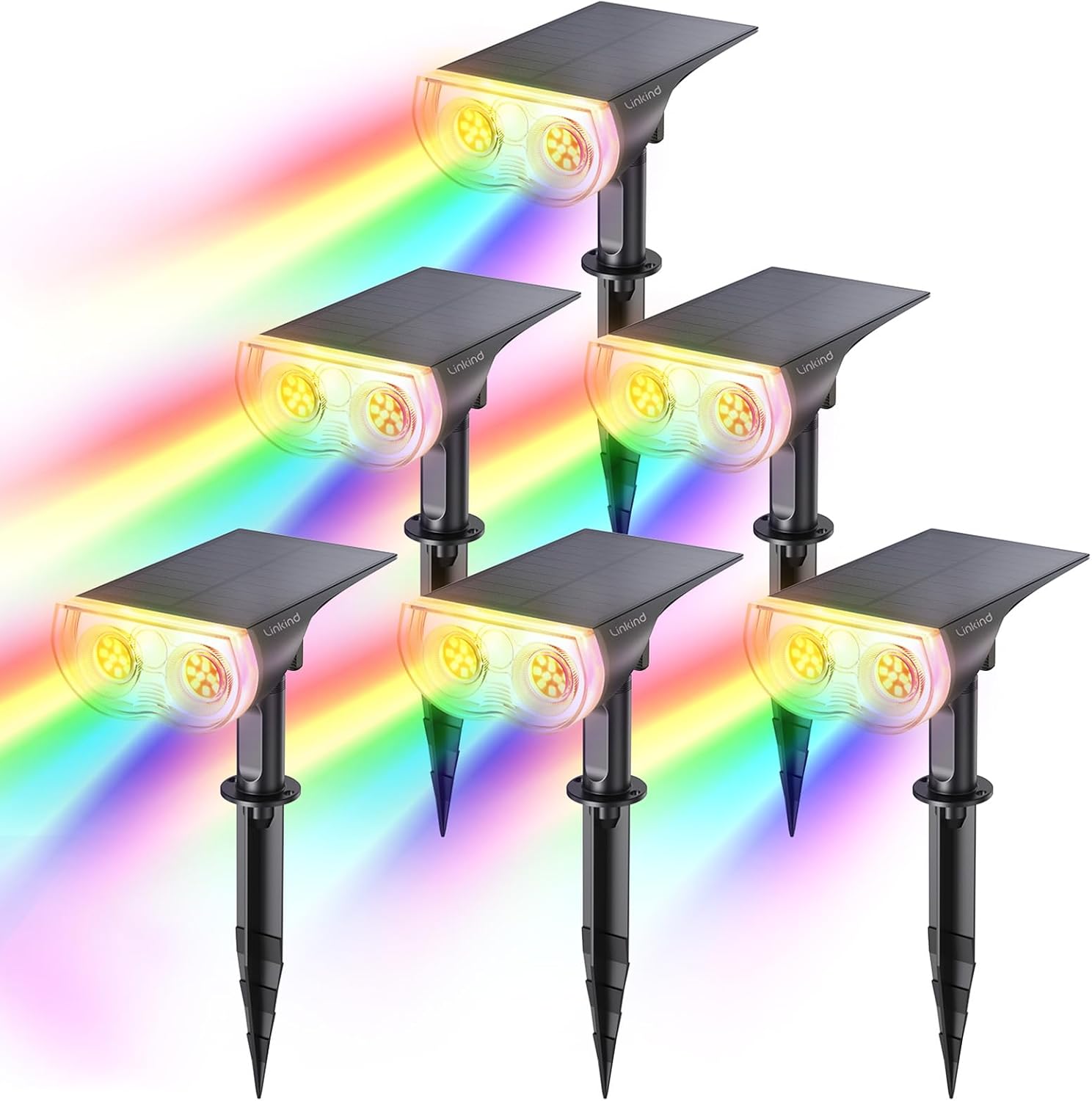 Linkind Solar Lights Outdoor Waterproof LED Landscape Spotlight RGB 2 Pack