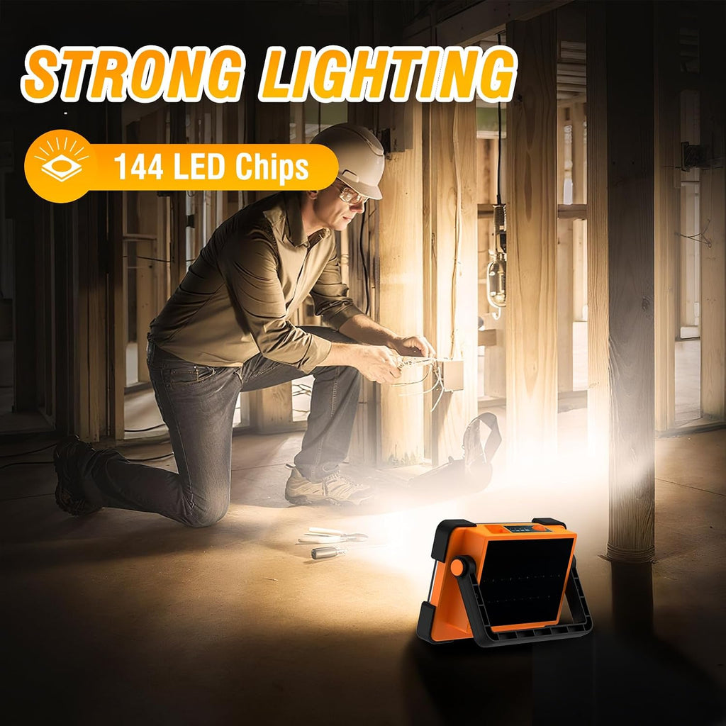 120W Solar Rechargeable 144 LED Work Light, 10000LM Flood Light