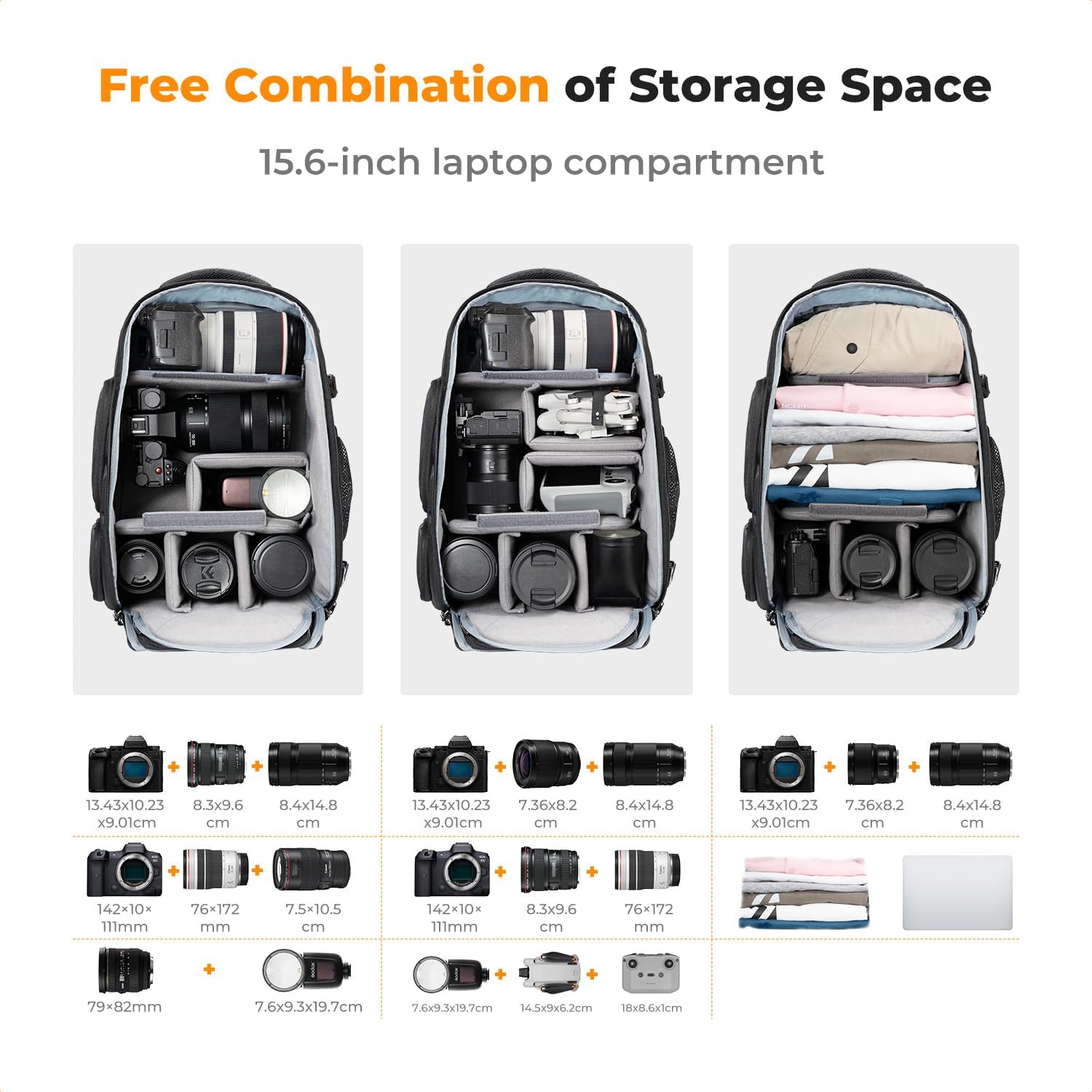 K&F CONCEPT Camera Backpack,25L Large Capacity Camera Bag for Photographers