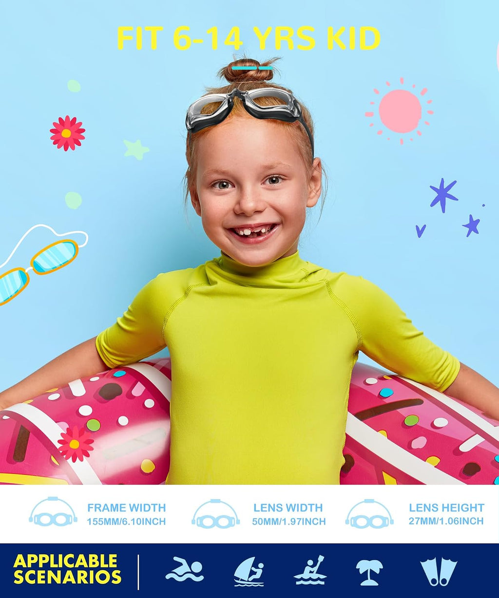 NSSIW Kids Goggles for 4-16, Kids Swimming Goggles Anti Fog No Leaking, 3 Pack Swim Goggles for Boys Girls Youth