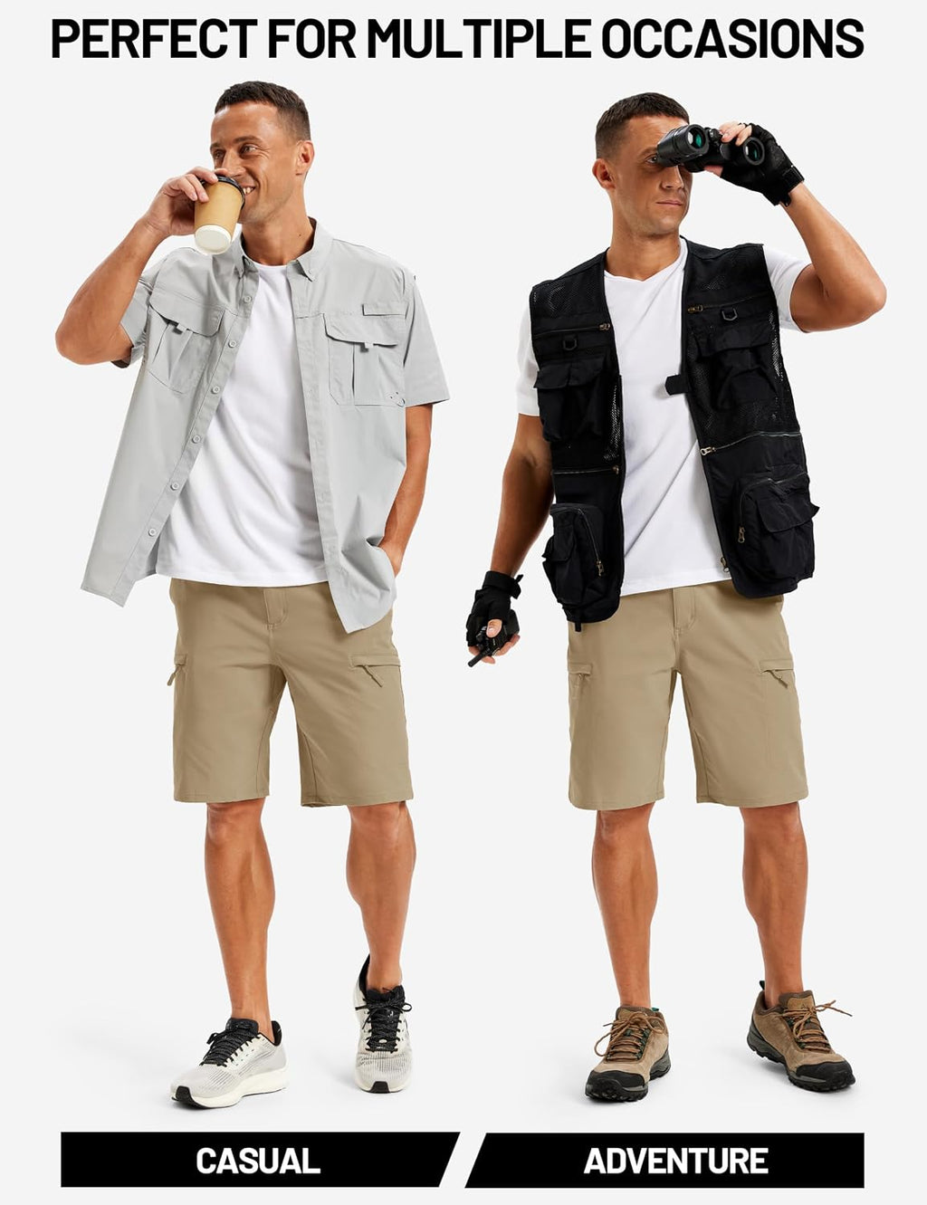 TACVASEN Men's Hiking Cargo Shorts 10 inch Quick Dry Lightweight Waterproof