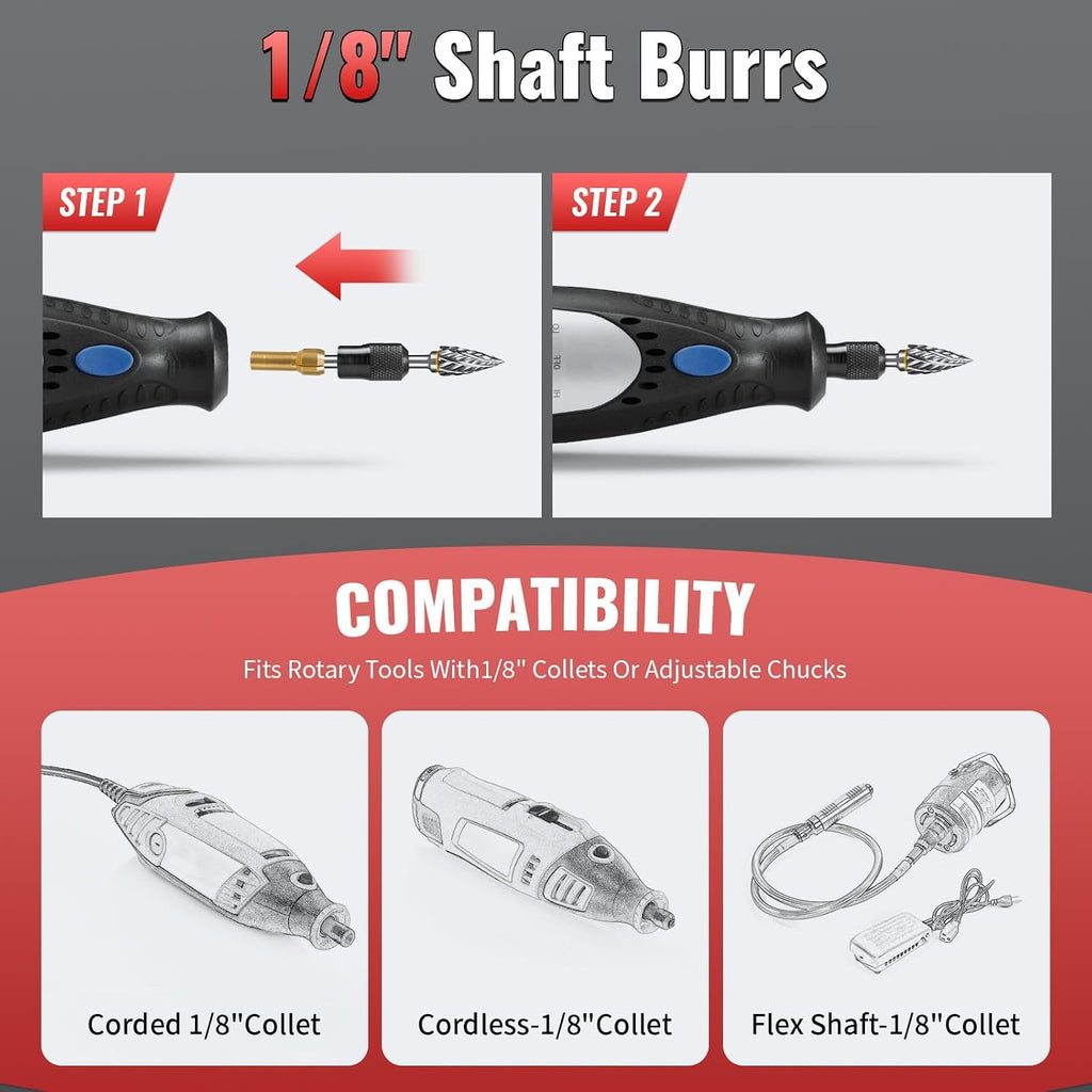 20Pcs Carbide Burr Set with 1/8" Shank