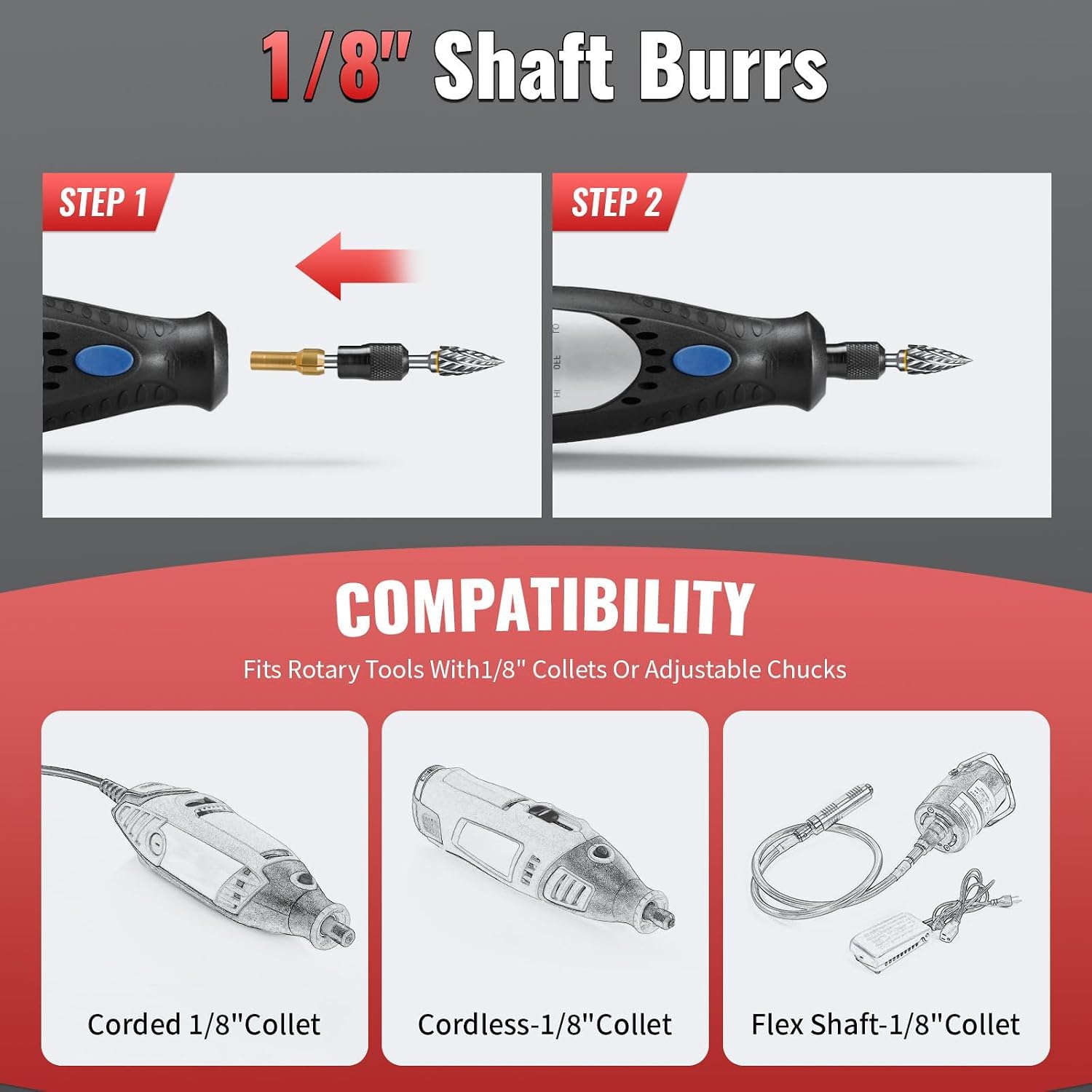 20Pcs Carbide Burr Set with 1/8" Shank