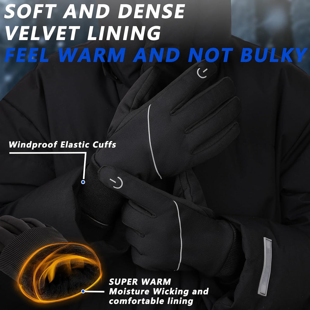 MOREOK Winter Gloves Ski Snow Bike Cycling Gloves Fleece Lining Anti-Slip