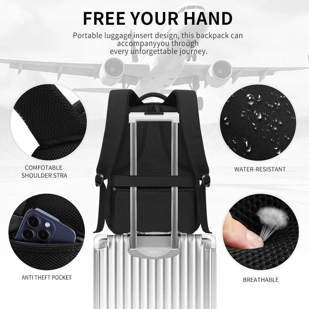 Black School Backpacks for Boys Teens, Backpack for Men,15.6 inch Laptop Back Pack with Reinforced Straps, Large College Book Bag, Business Work Travel Bookbag