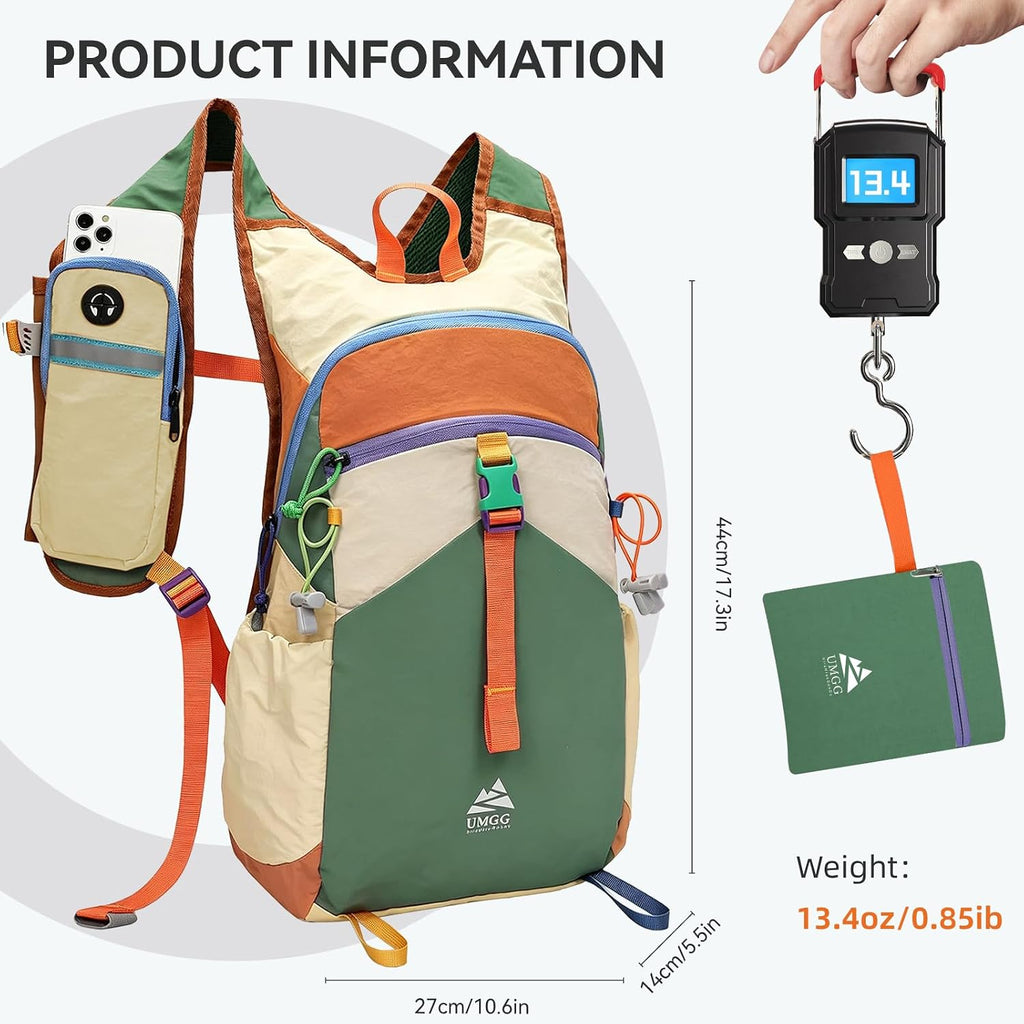 Small Hiking Backpack Travel Daypack 15L Colorful Lightweight Packable Foldable Casual Backpack for Women Men