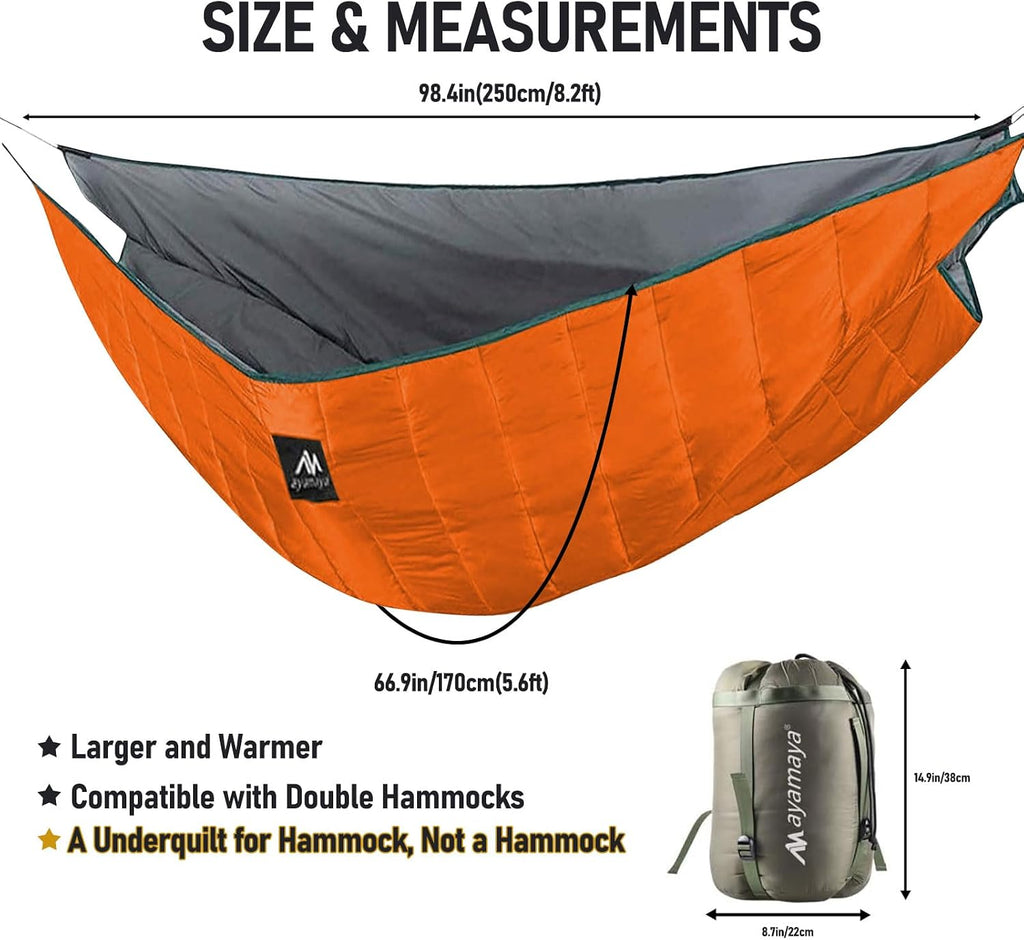 AYAMAYA Single & Double Hammock Underquilt, 4 Season Camping Hammock Quilt