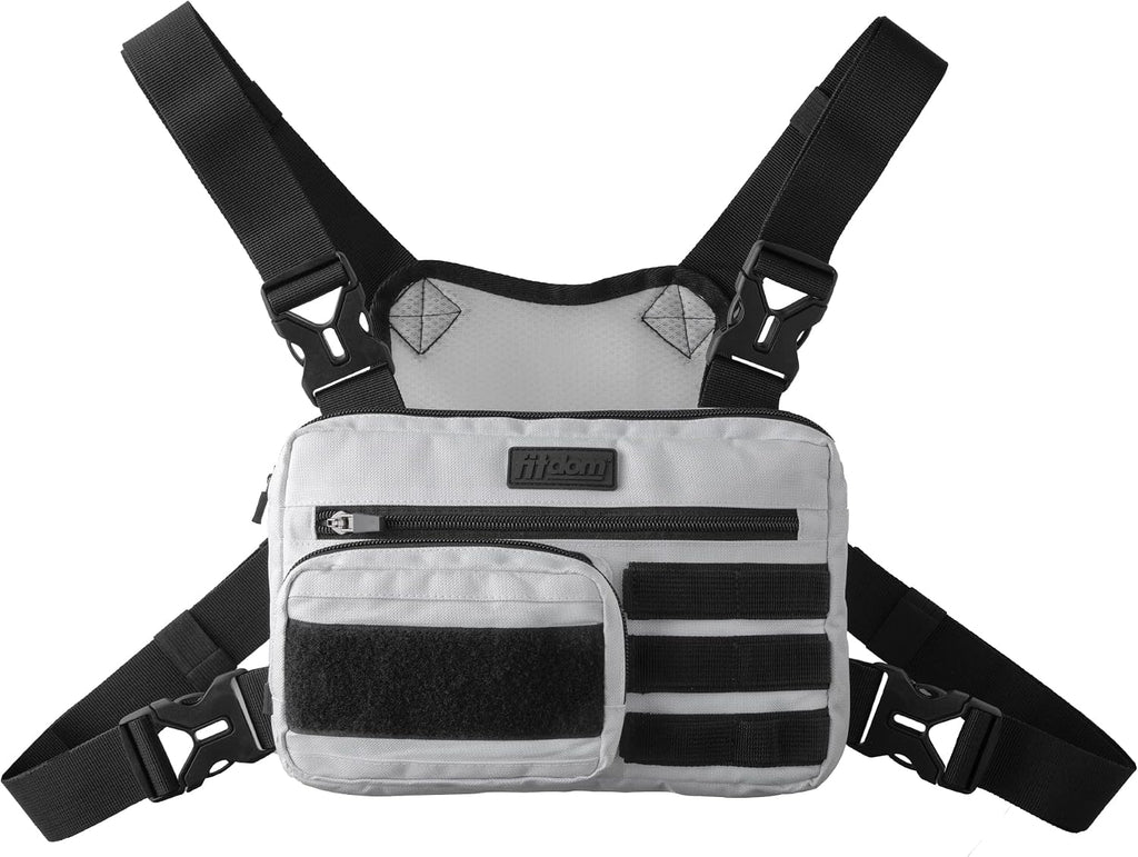 Fitdom Running Chest Pack for Men, Tactical Sports Utility Bag with Pockets