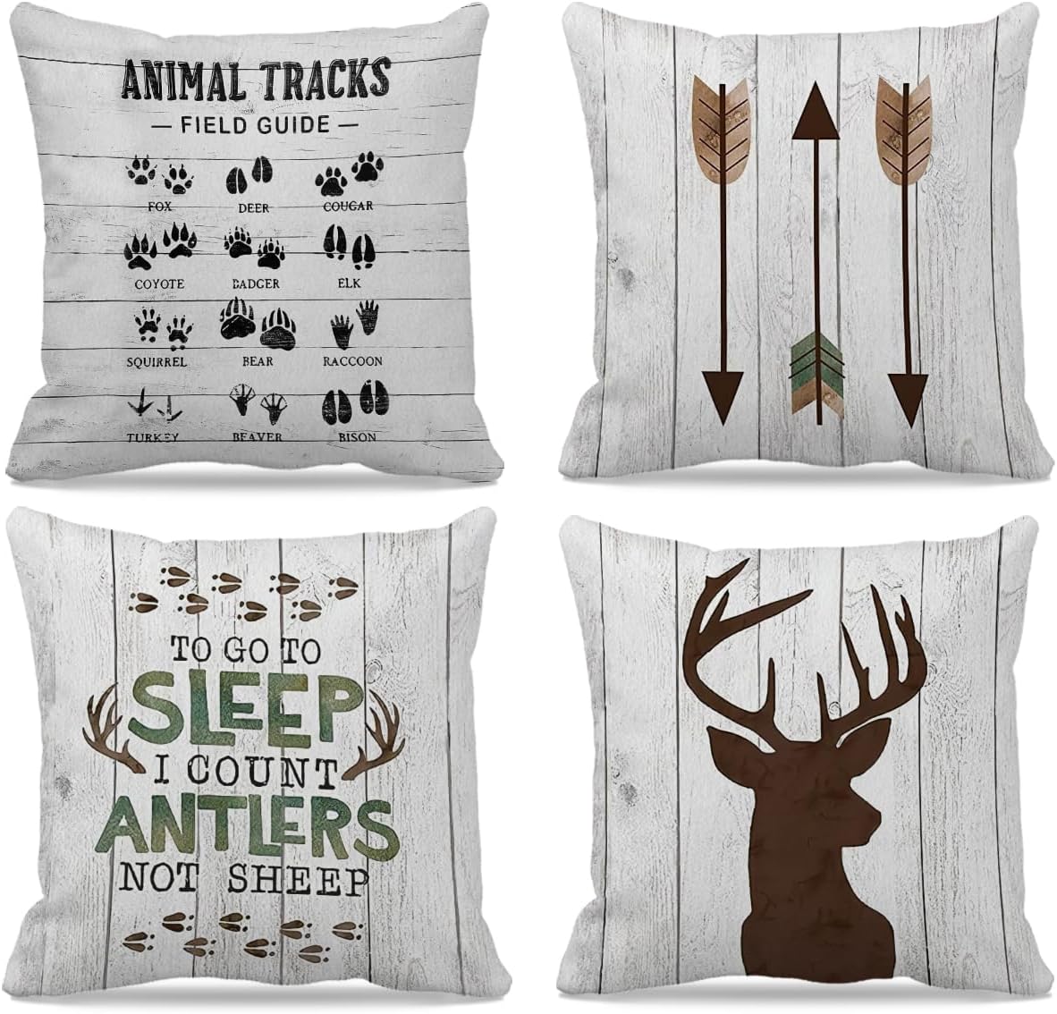 Camping Bear Themed 18″×18″ Throw Pillow Case Set of 4