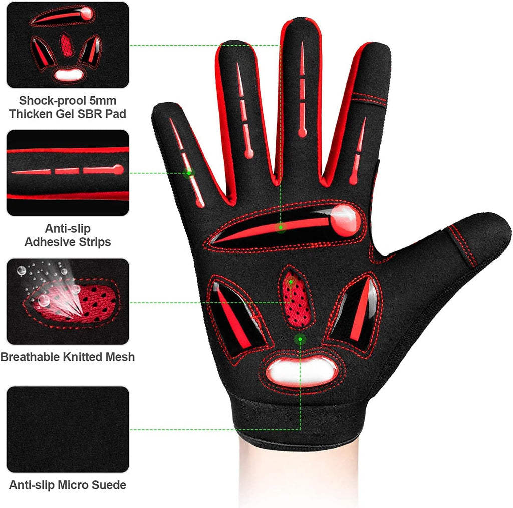 Cycling Gloves Men Women,Touchscreen Full Finger Mountain Bike Gloves