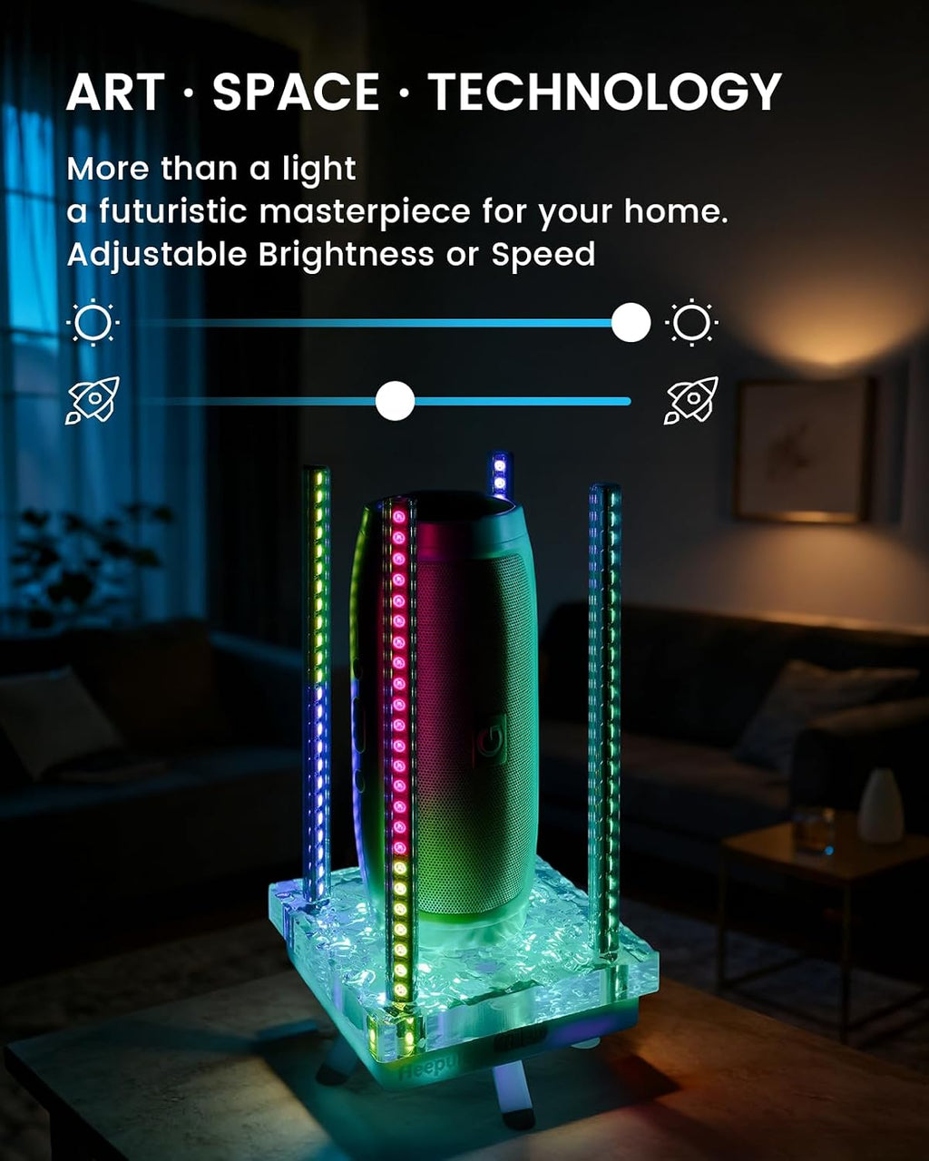 Music Sync RGB Ambient Light, App Controlled & Sound Reactive Audio Visual Lighting for Gaming Desk, Party & Desk Setup (Grey)