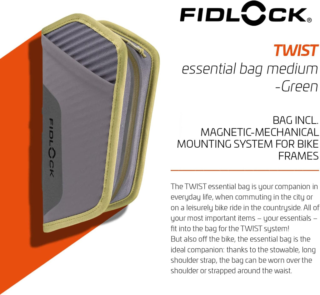 FIDLOCK Twist Essential Bag with Bike Base For Frame Triangle, Green, M