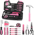HANGYING 39-Piece Household Tool Set, Pink Tool Kit for Women with Toolbox