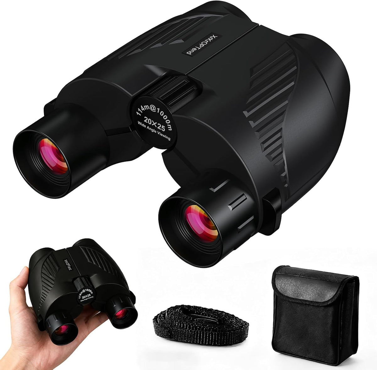20x25 Compact Binoculars with Strap for Kids and Adults, Sharp Clear, Mini Low Weight Binoculars for Bird Watching,Hiking Outdoor, Cruise Ship,Concert
