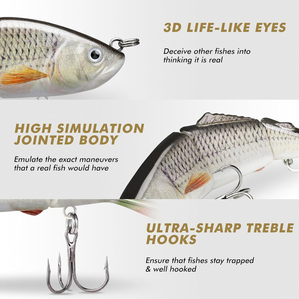 GOTOUR Jointed Swimbaits, Easy Catch Fishing Lures for Bass Trout Crappie