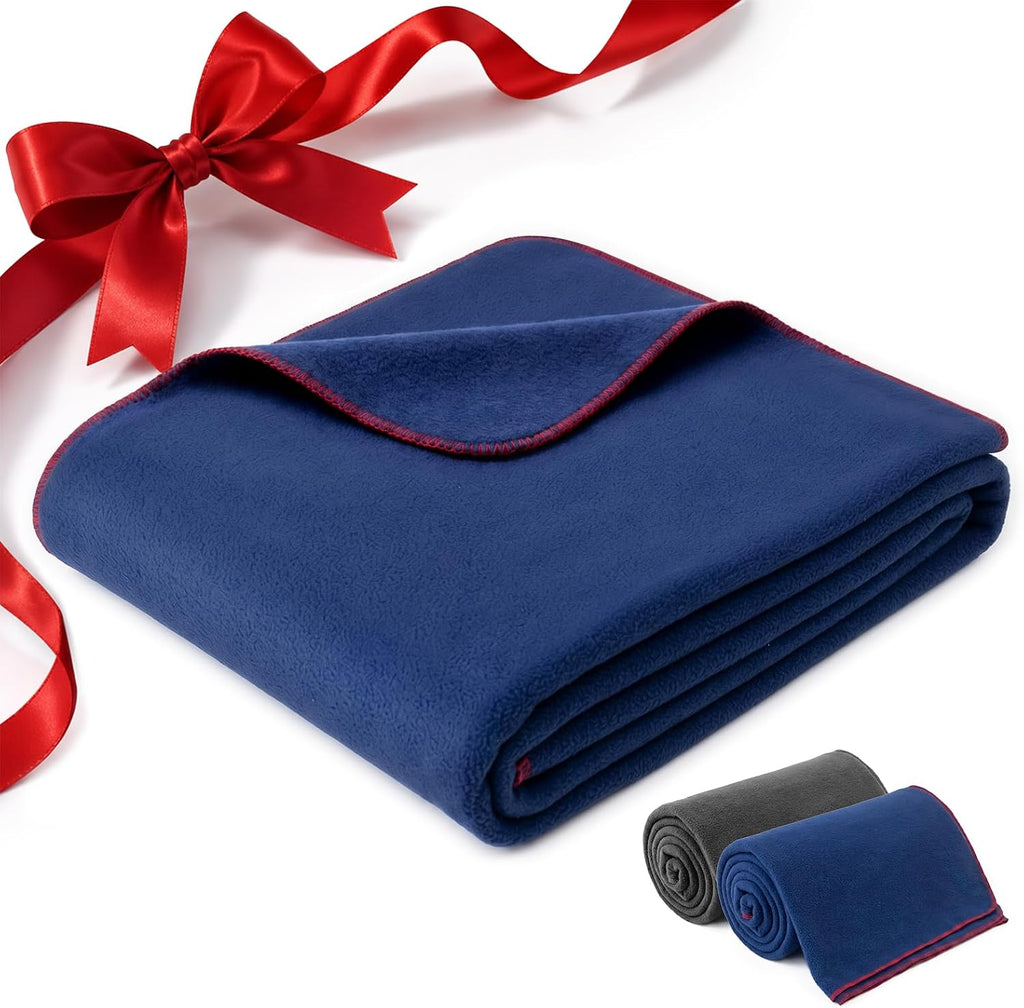 Camping Blanket 62×87" - Fleece Blanket, Soft Flannel Bed Blanket, Large Fuzzy Cozy Blanket, Multi-use for Bed, Sofa, Couch, Travel, Camping, All Season Warm Lightweight Cover, Blue