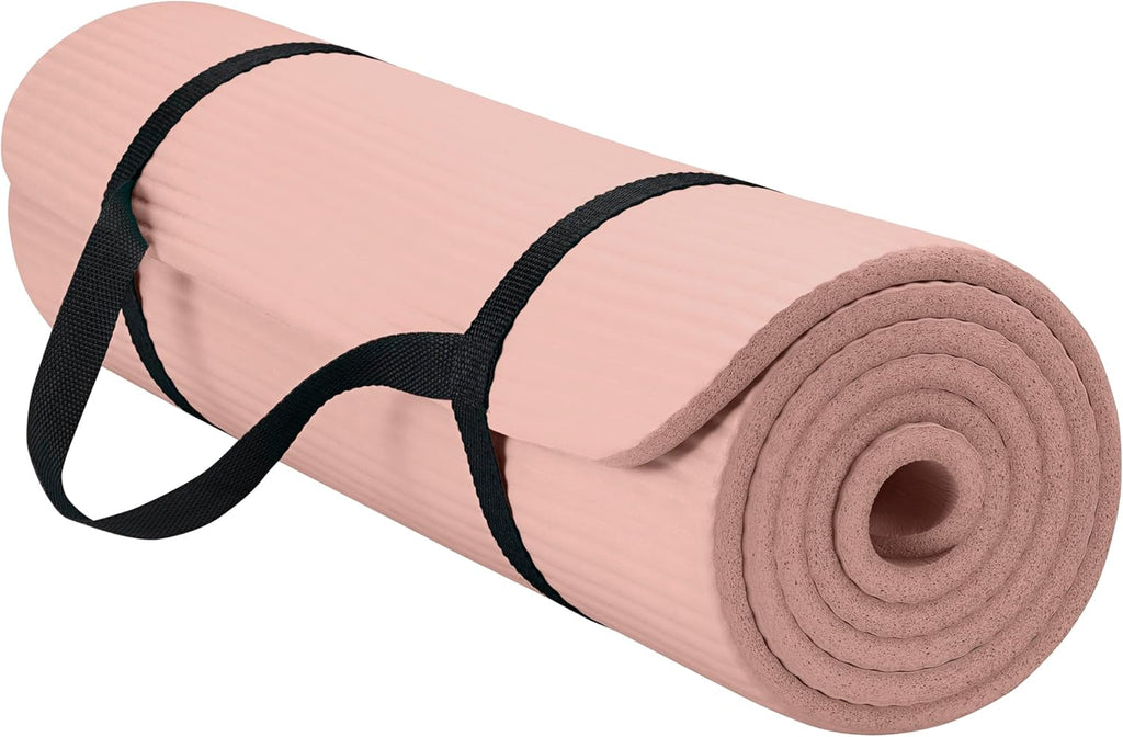 Gaiam Thick Yoga Mat, Exercise & Fitness Mat with Easy-Cinch Carrying Strap