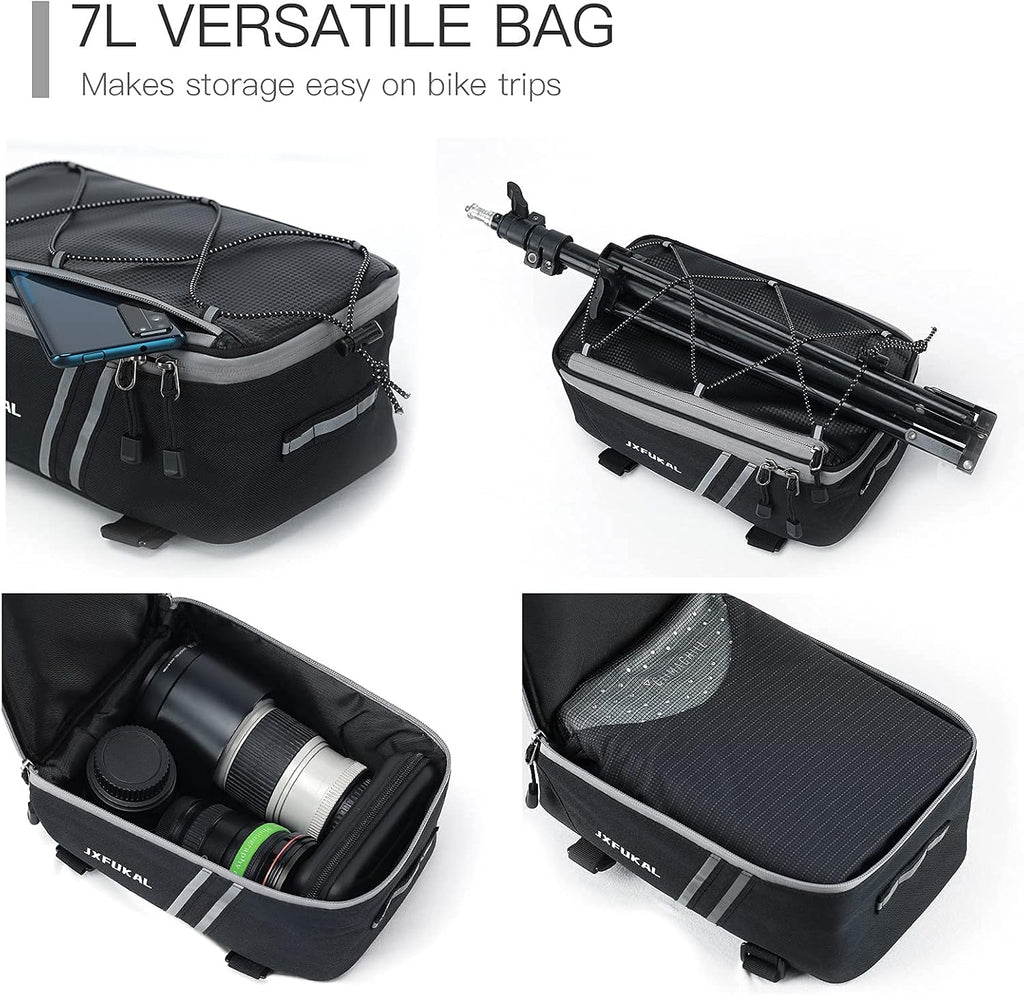 JXFUKAL Rear Bike Rack Bag with Rain Cover, 7L/9L/10L/12L Ebike Bag