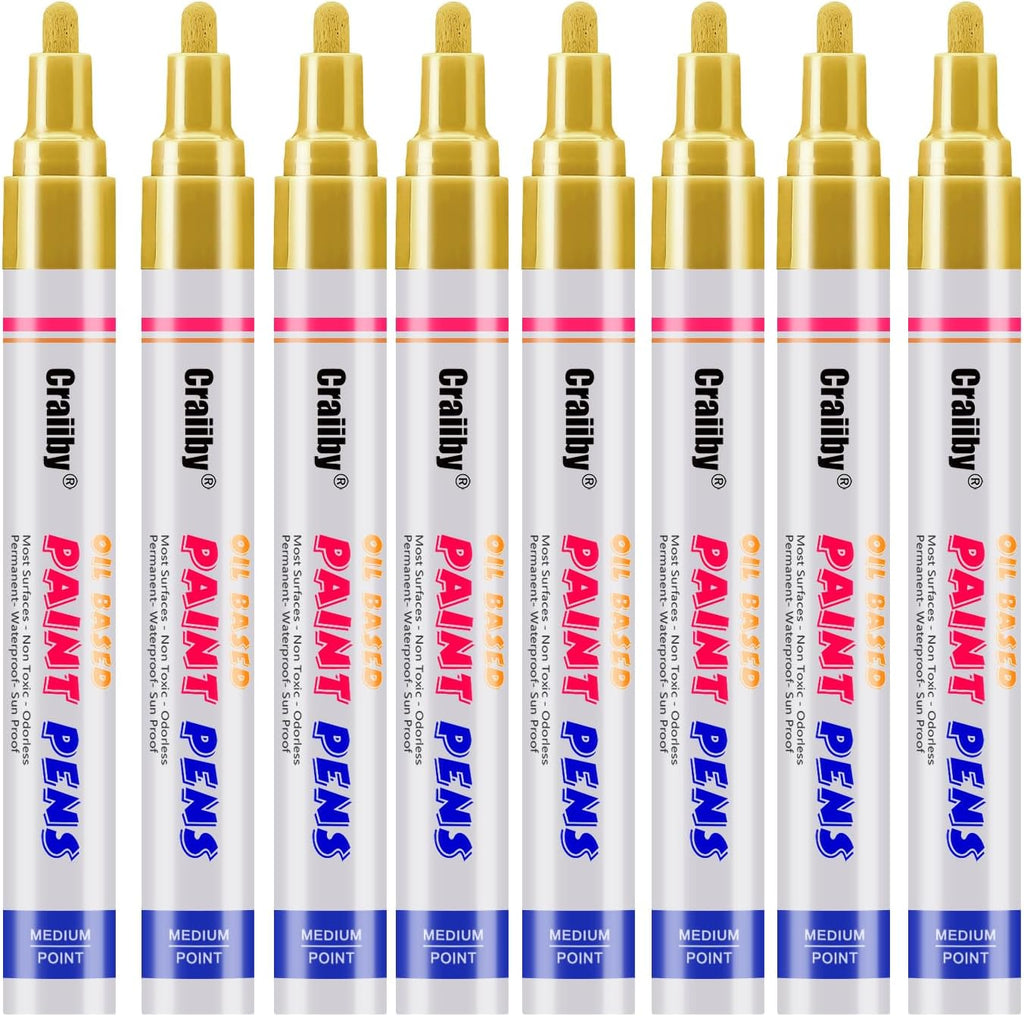 Blue Paint Markers, 8 Pack Oil-Based Waterproof Quick Dry Permanent Paint Pen Set for Rocks Painting, Wood, Fabric, Plastic, Canvas, Glass, Mugs, Metal, Tire, Stone, DIY Craft