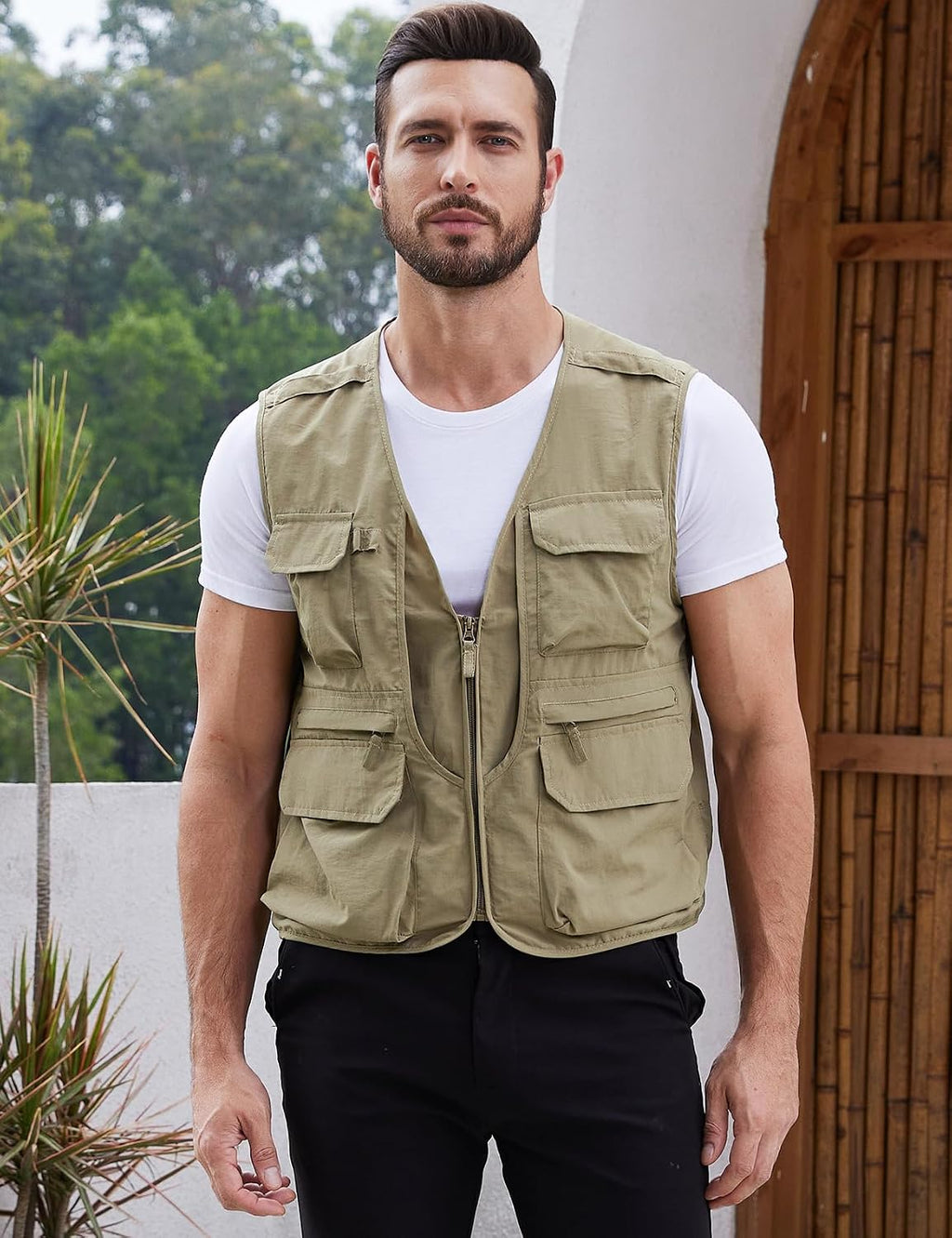 Gihuo Mens Fishing vest for Safari Utility Cargo with Pockets