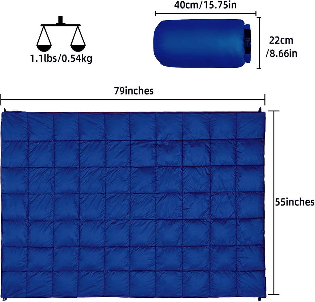 Outdoor Puffy Camping Blanket, Large Outdoor Blanket Waterproof, 55*79''