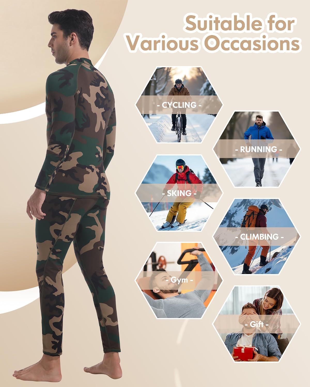 Mens Thermal Underwear Long Johns Base Layer Set Cold Weather 1/2/3 Pack