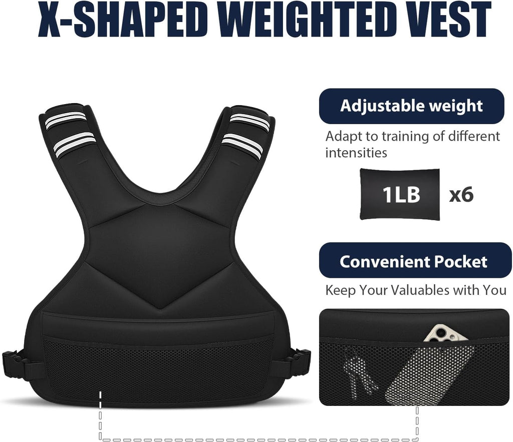 Ragebby Adjustable Weighted Vest for Women Men, 4-10lb/12-18lb/ Vest with 6 Ironsand Weights, Weight Vest with Reflective Strip for Running, Walking, Exercise, Strength Training
