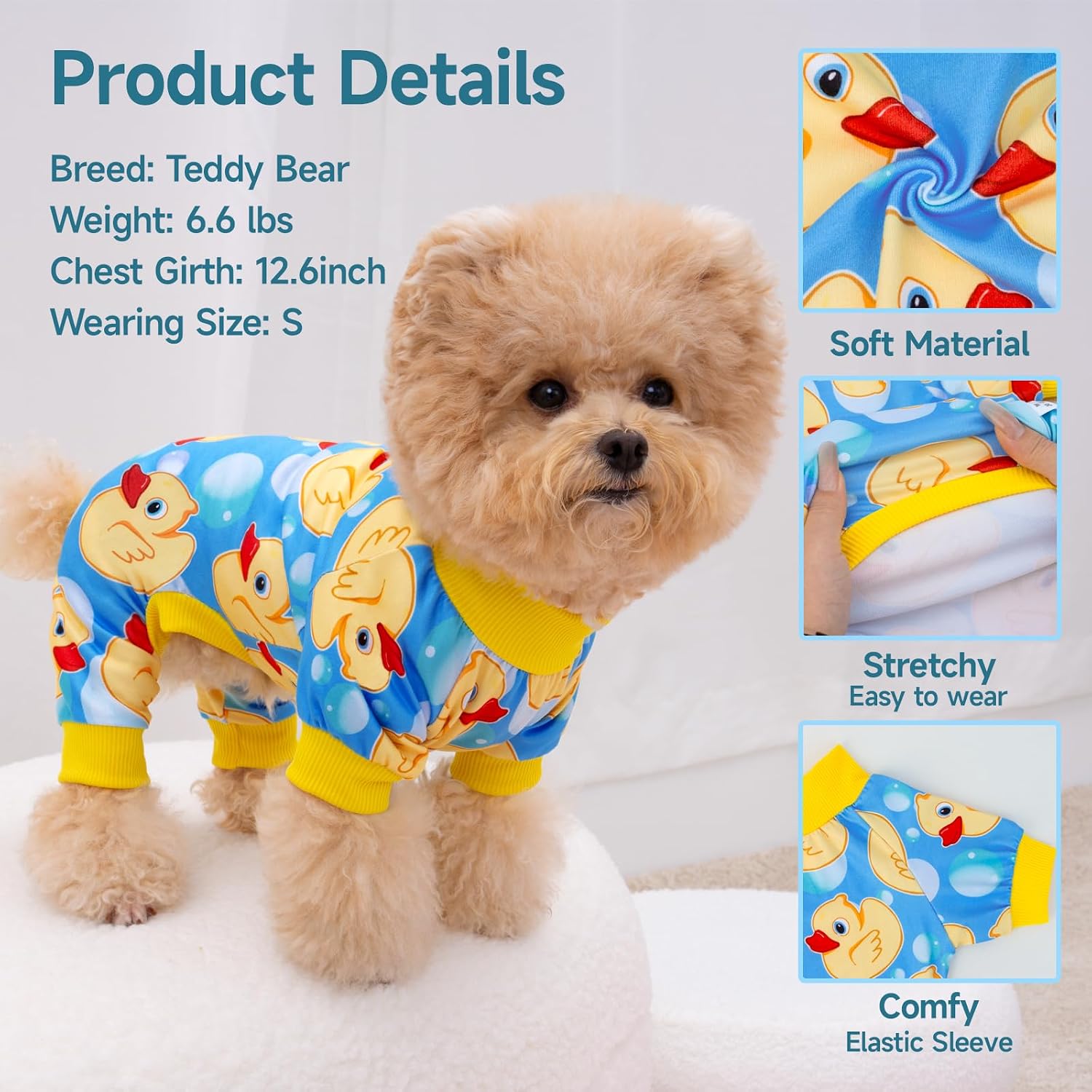 XPUDAC 4 Pack Dog Pajamas for Small Dogs Pjs Clothes Puppy Onesies, M