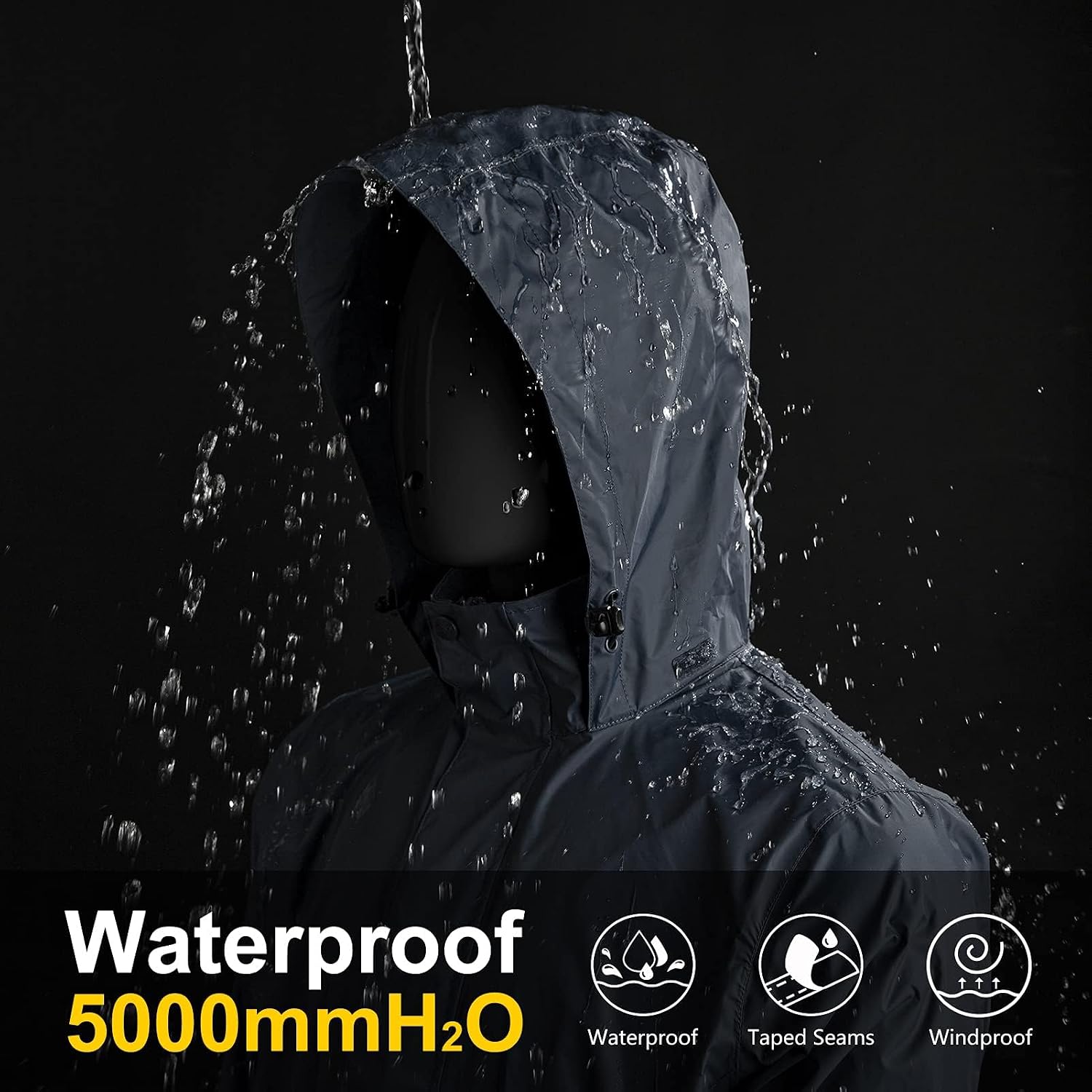 33,000ft Men's Packable Rain Jacket Lightweight Waterproof Golf Raincoat