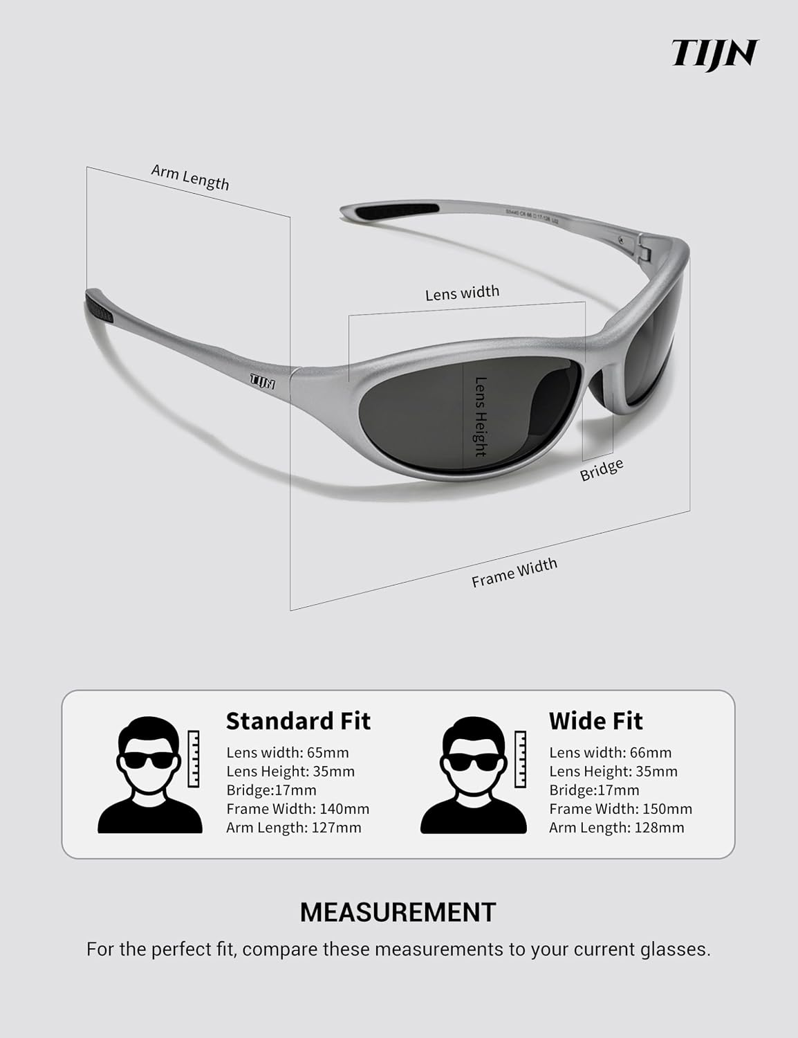 TIJN Sports Sunglasses UV400 Wraparound for Men Women Cycling, Vanta