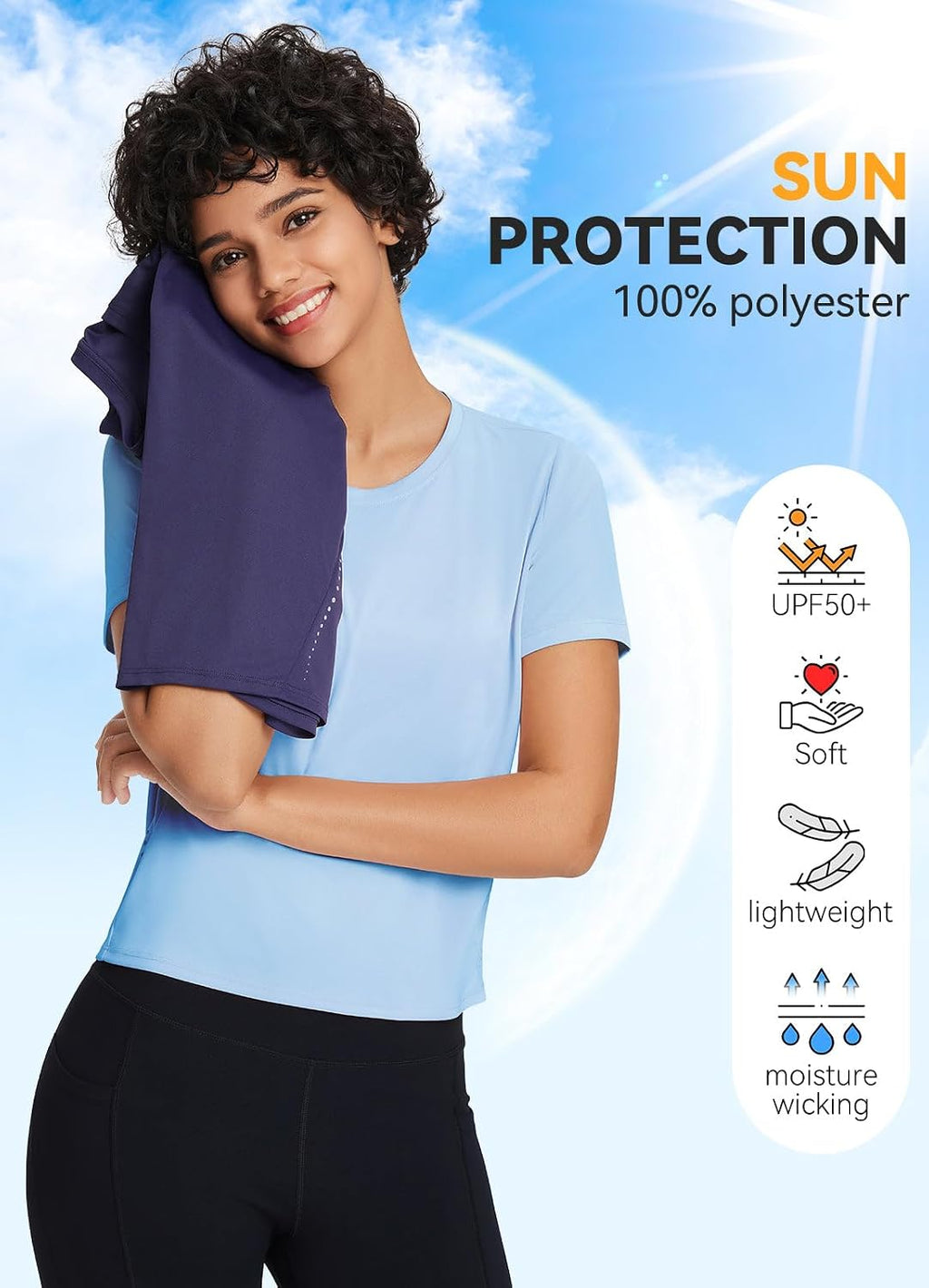 baleaf Women's Athletic Running Shirts Short Sleeve Crop Tops