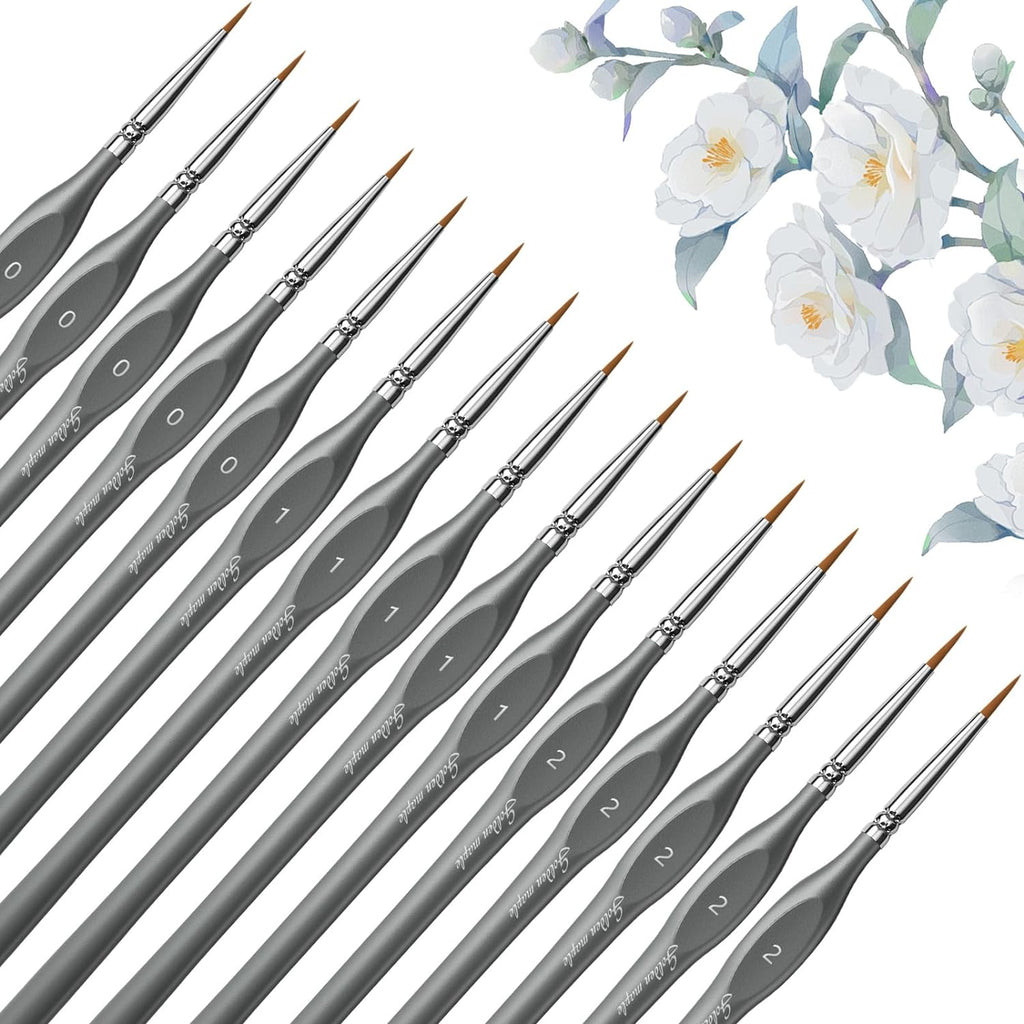 Golden Maple Miniature Paint Brushes, 15PC Model Brushes Micro Detail Paint Brush Set, Fine Detailing for Acrylics, Oils, Watercolors & Paint by Number, Figurine (Wooden)