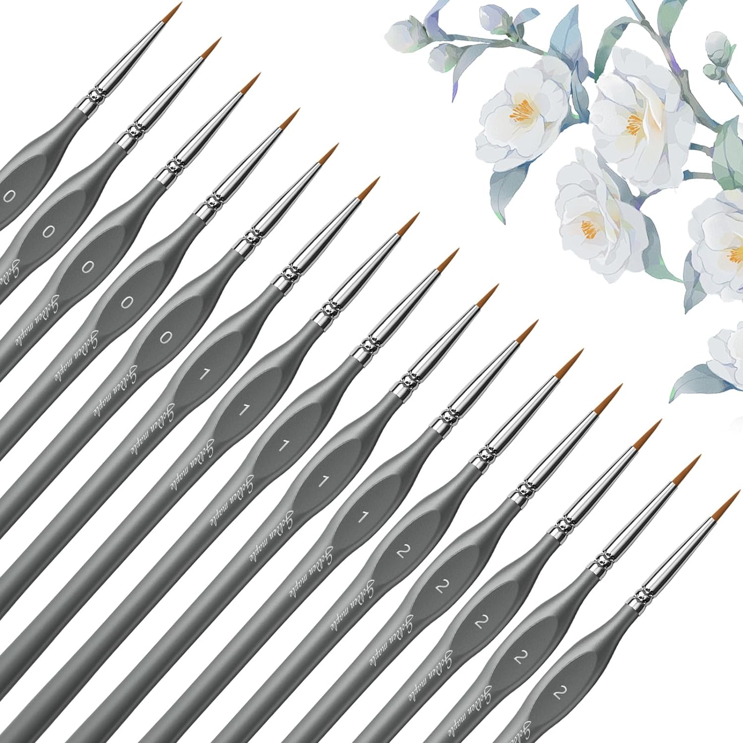 Golden Maple Miniature Paint Brushes, 15PC Model Brushes Micro Detail Paint Brush Set, Fine Detailing for Acrylics, Oils, Watercolors & Paint by Number, Figurine (Wooden)