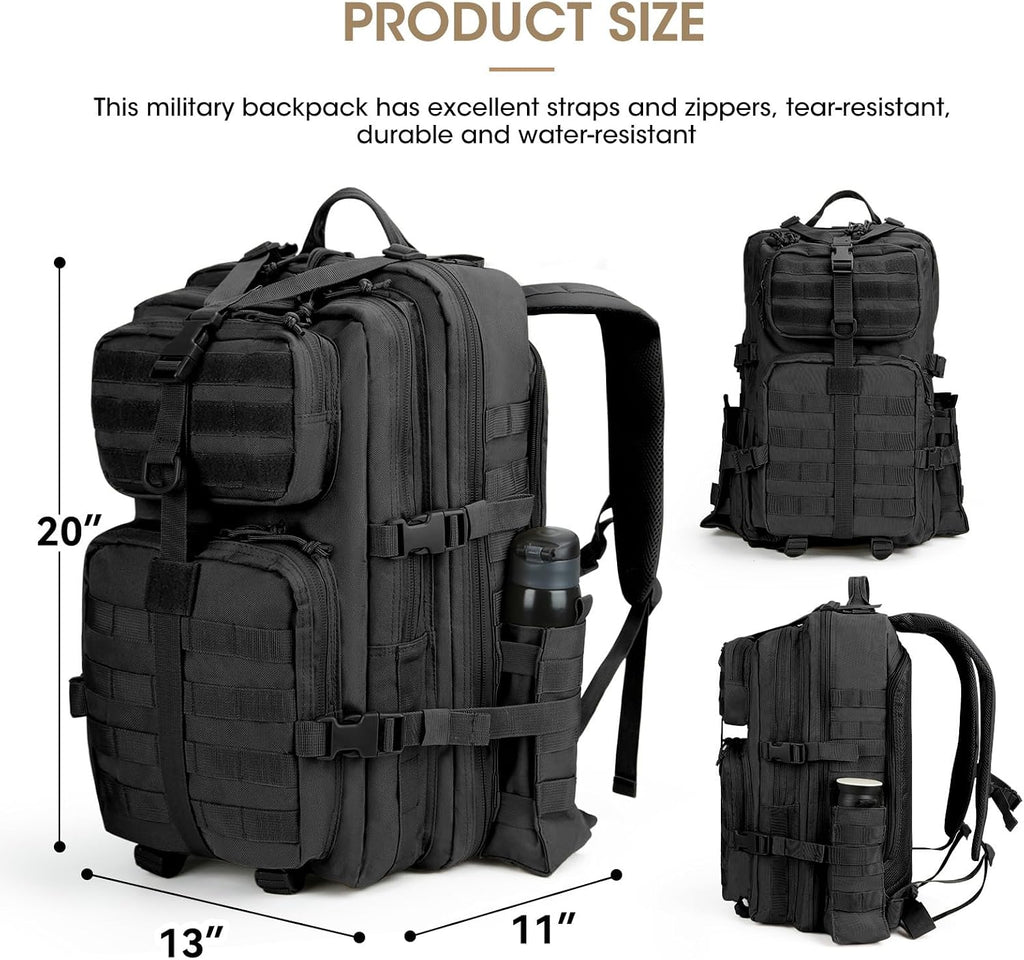REEBOW GEAR Military Tactical Backpack for Men 3 Day Survival Bag Black