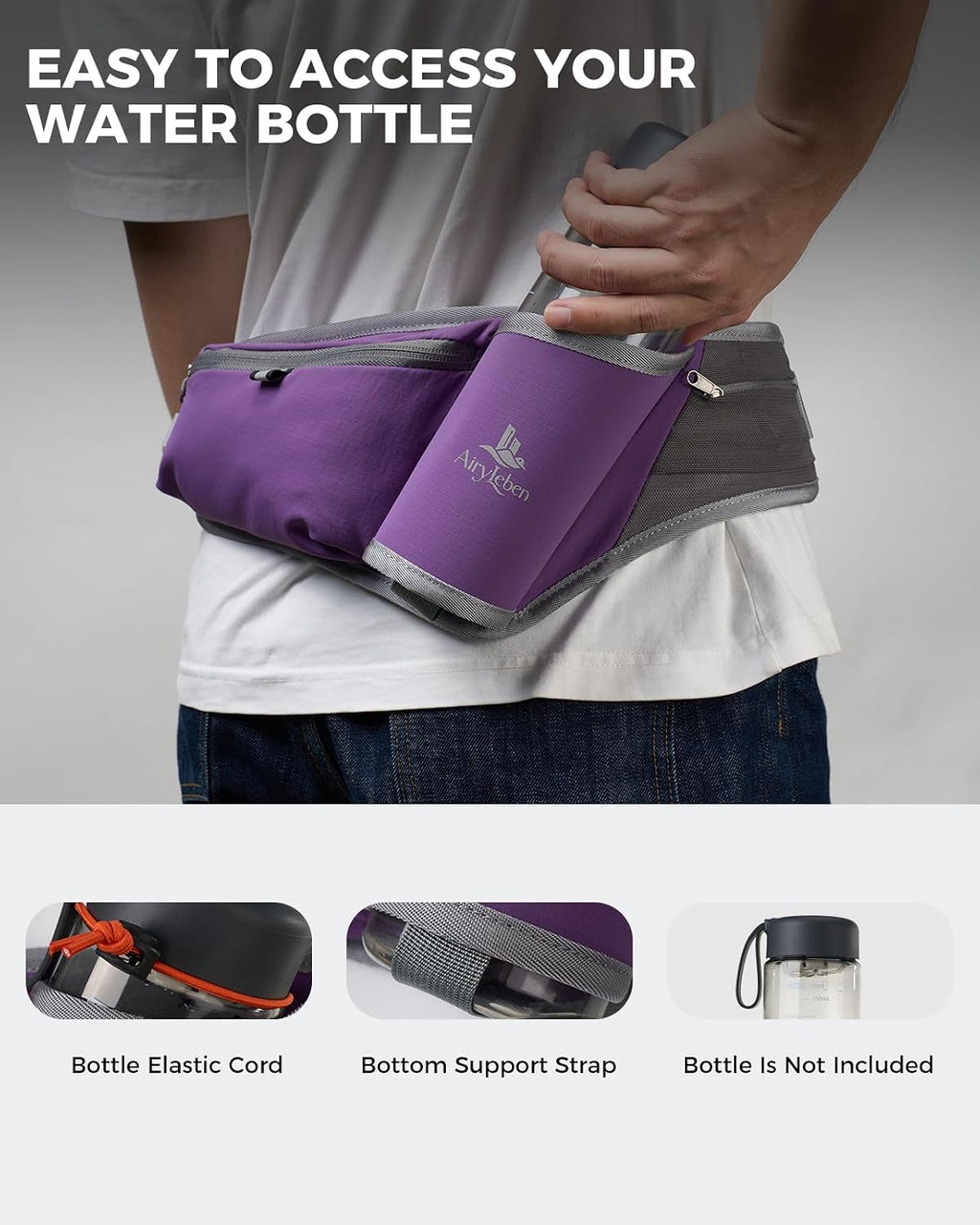 Fanny Pack with Water Bottle Holder, RFID Blocking Running Belt Bag